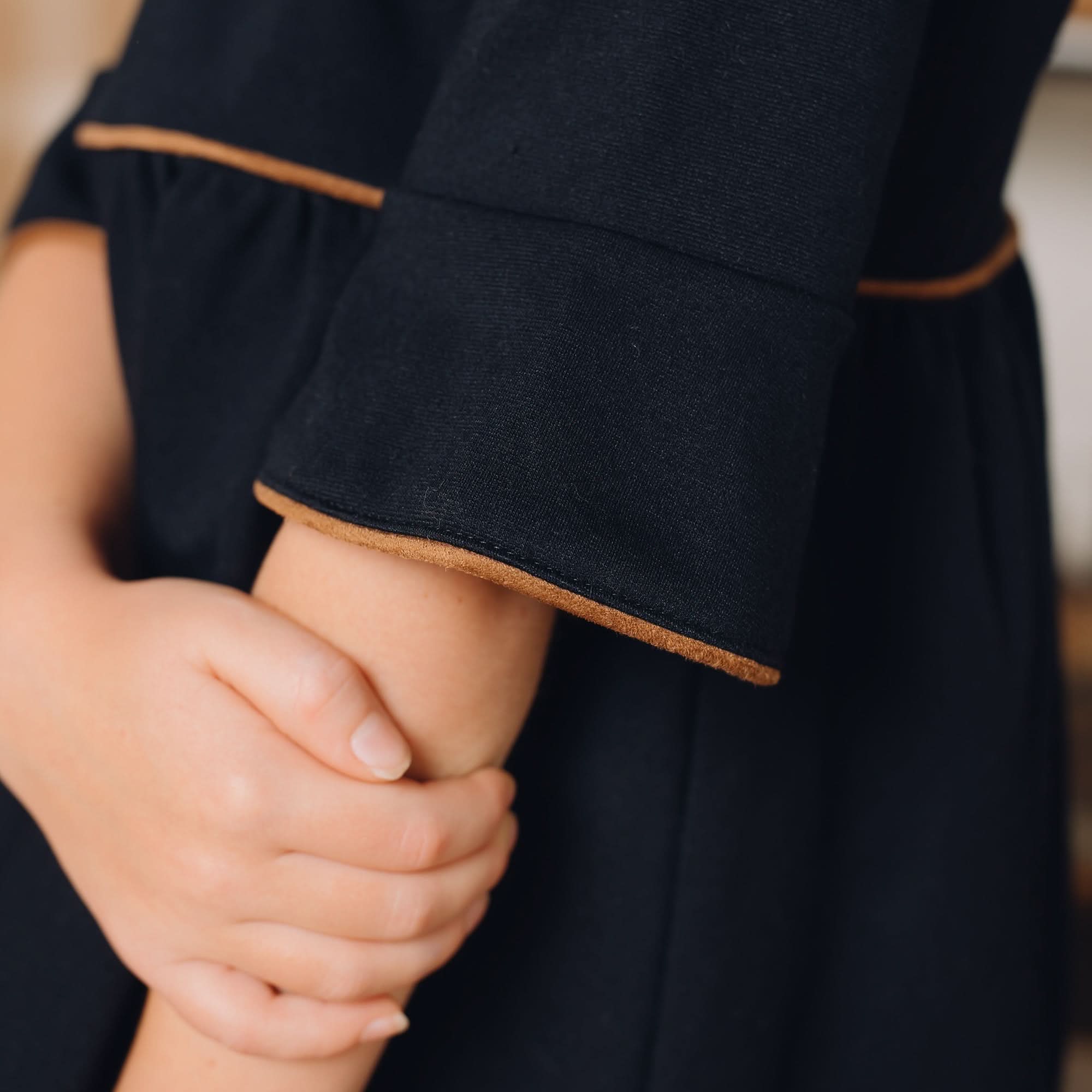 Ruffle Sleeve Ponte Dress (Black)