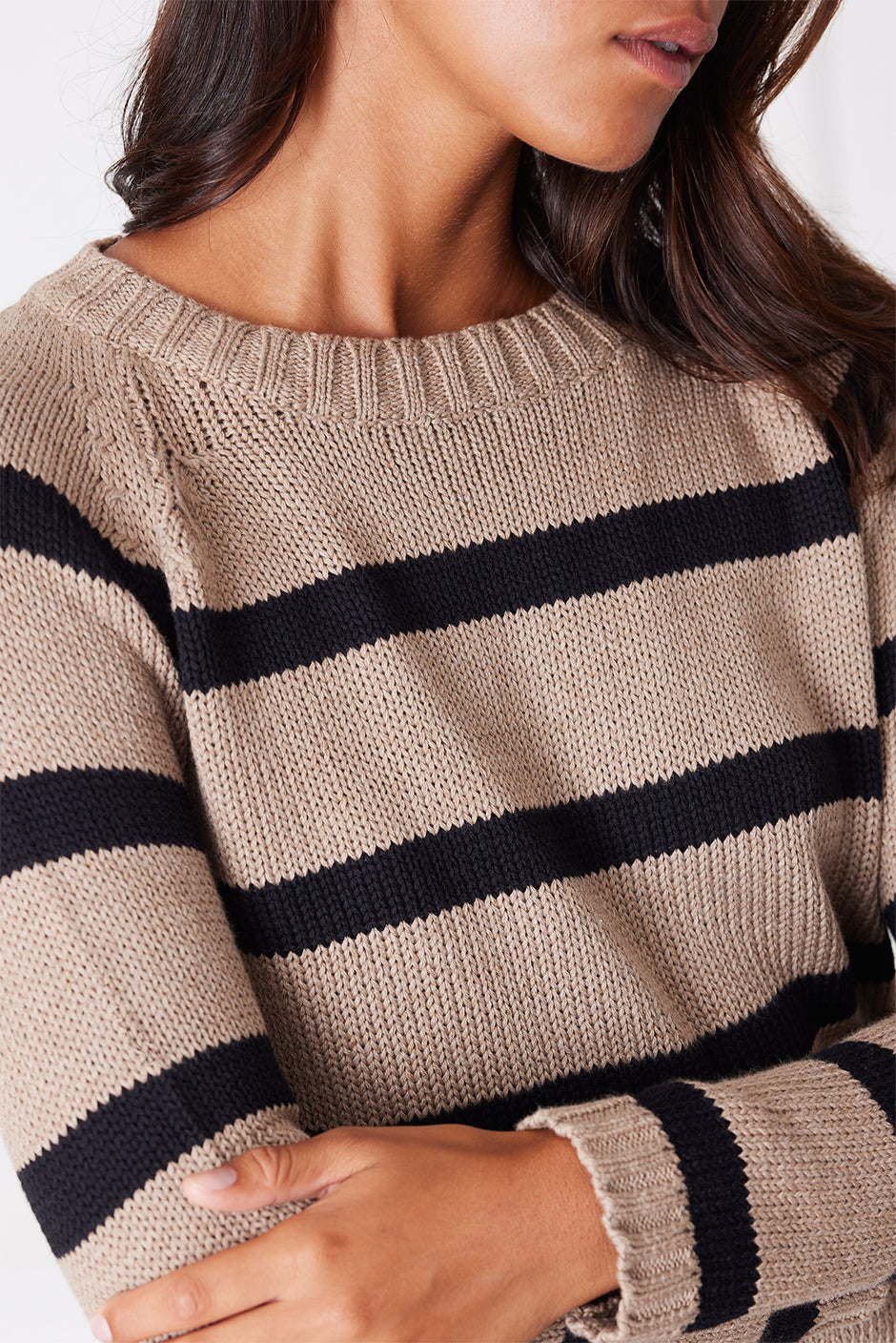 Stripe Sloane Crewneck (Mocha)