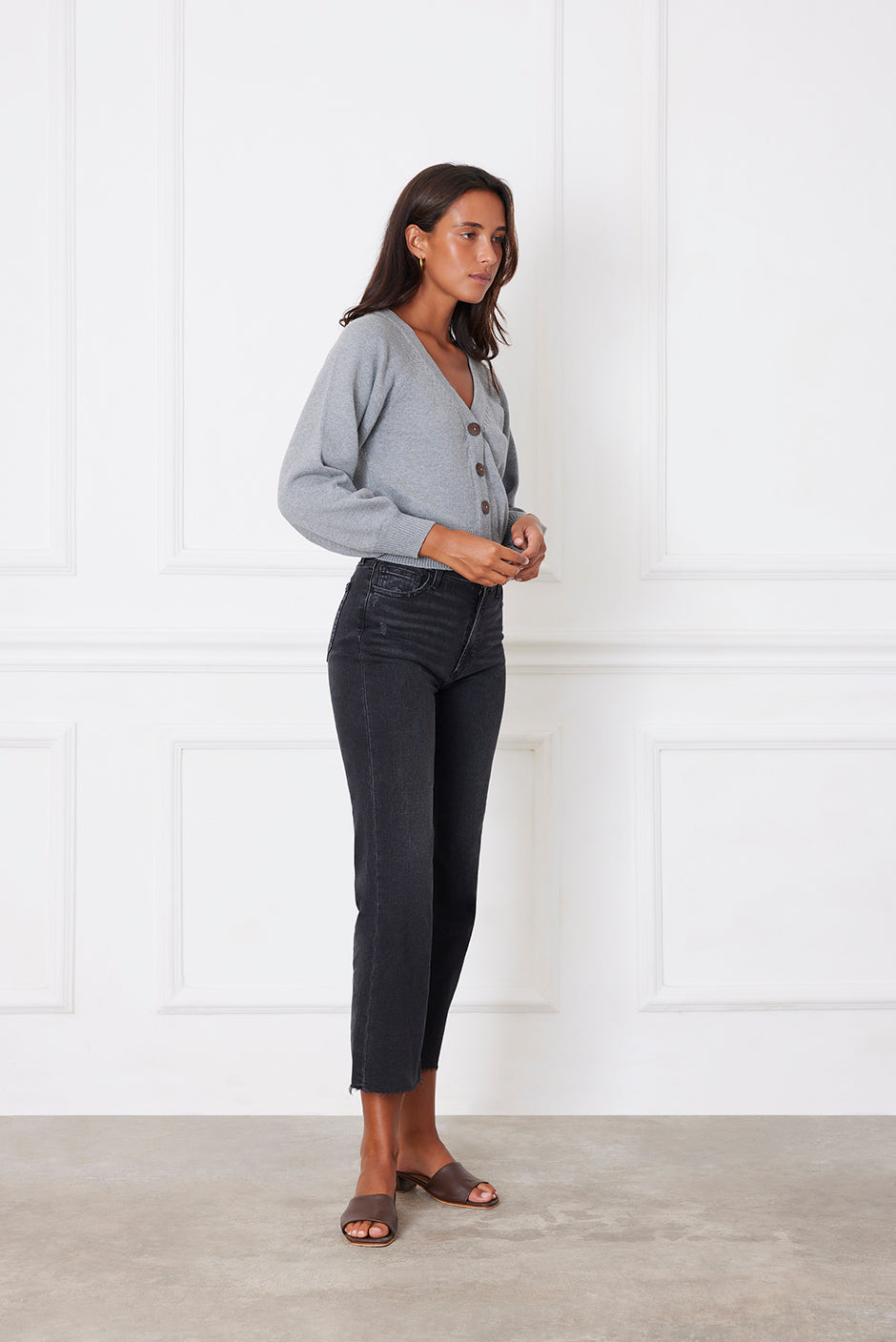 Greta Cardigan (Heather Grey)