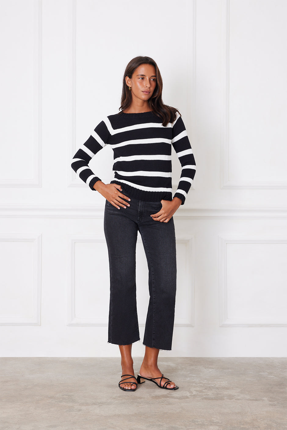 Stripe Sloane Crewneck (Black)