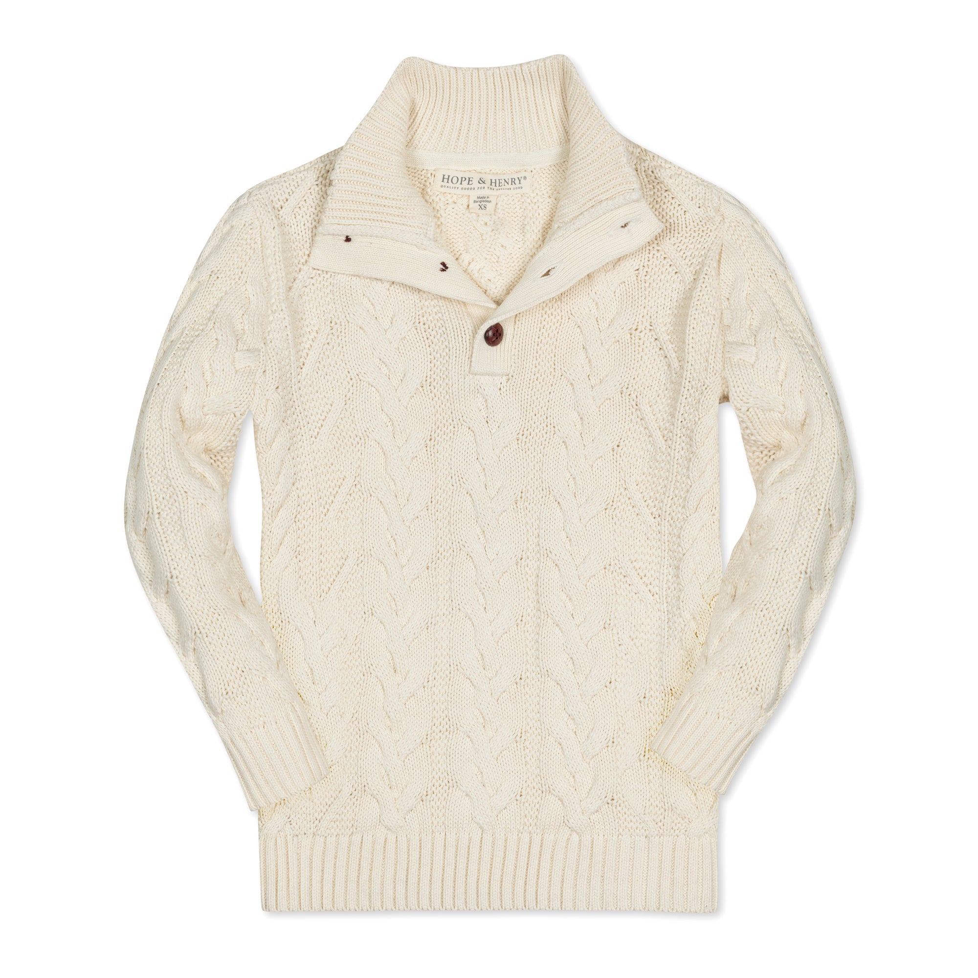 Mock Neck Cable Sweater (Ivory)