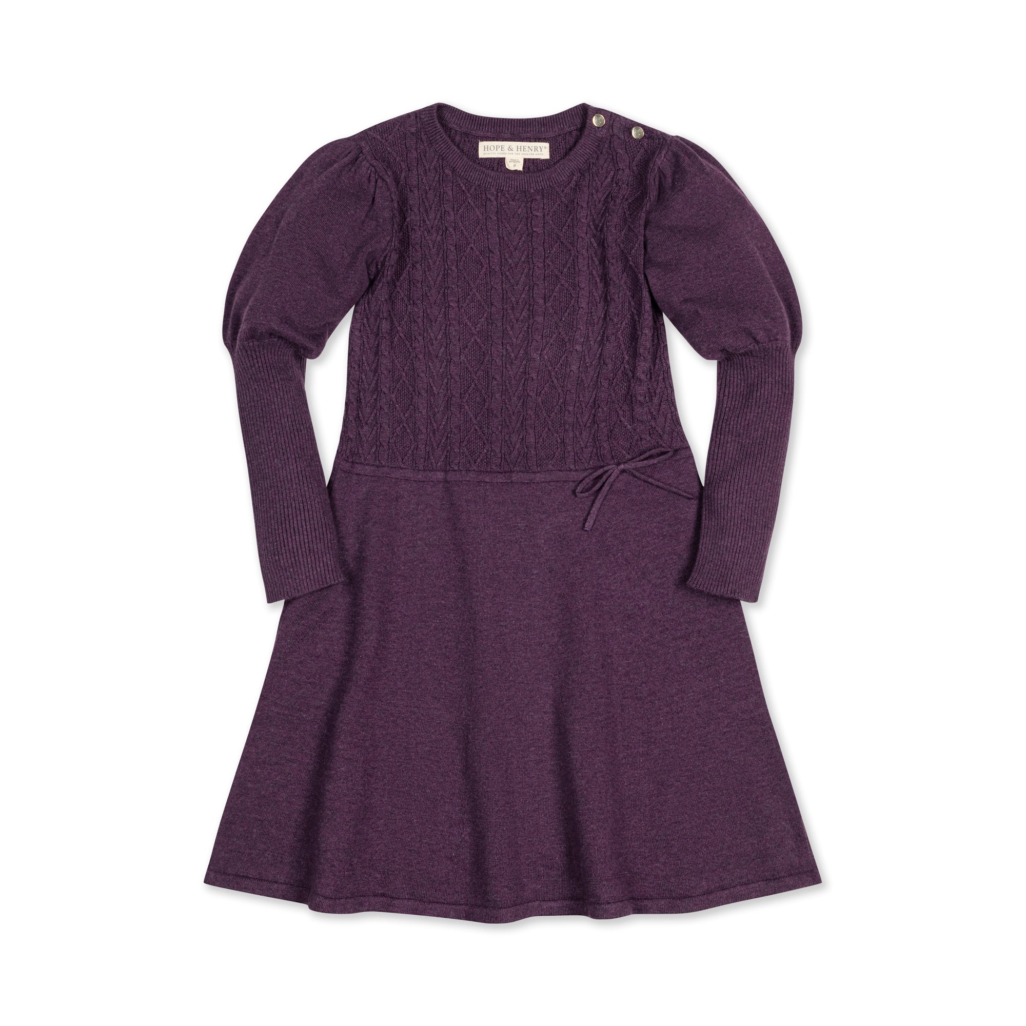 Cable Bodice Sweater Dress (Plum 2T-12)