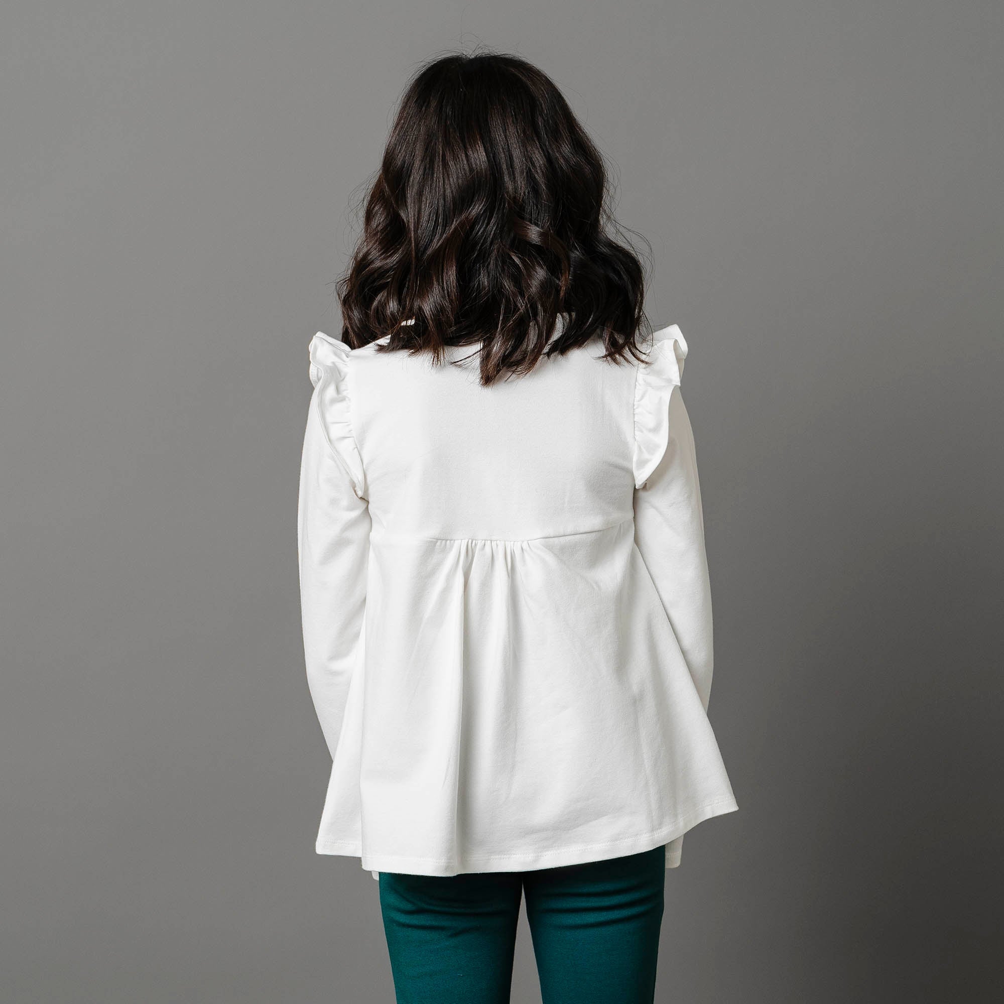 Pintuck Flutter Knit Top (Ivory)