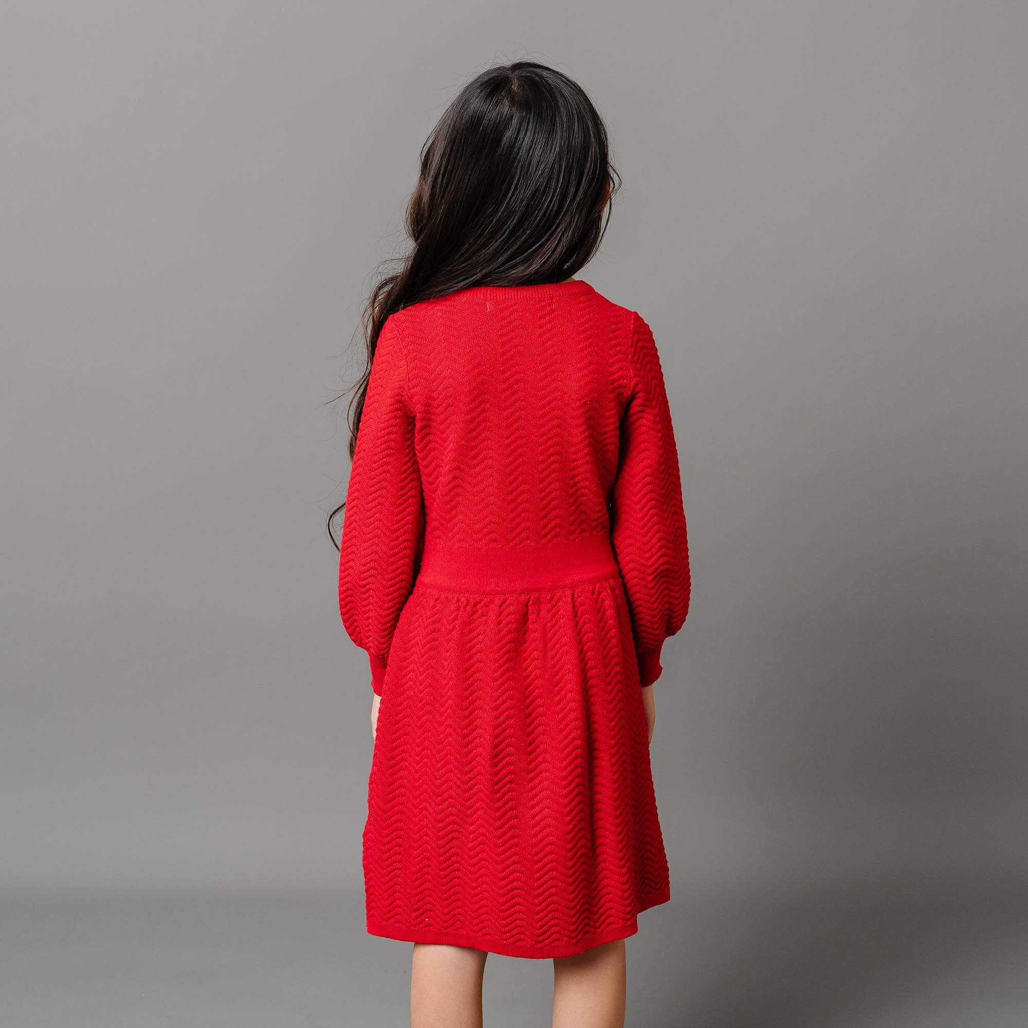 Balloon Sleeve Sweater Dress (Red 3M-24M)