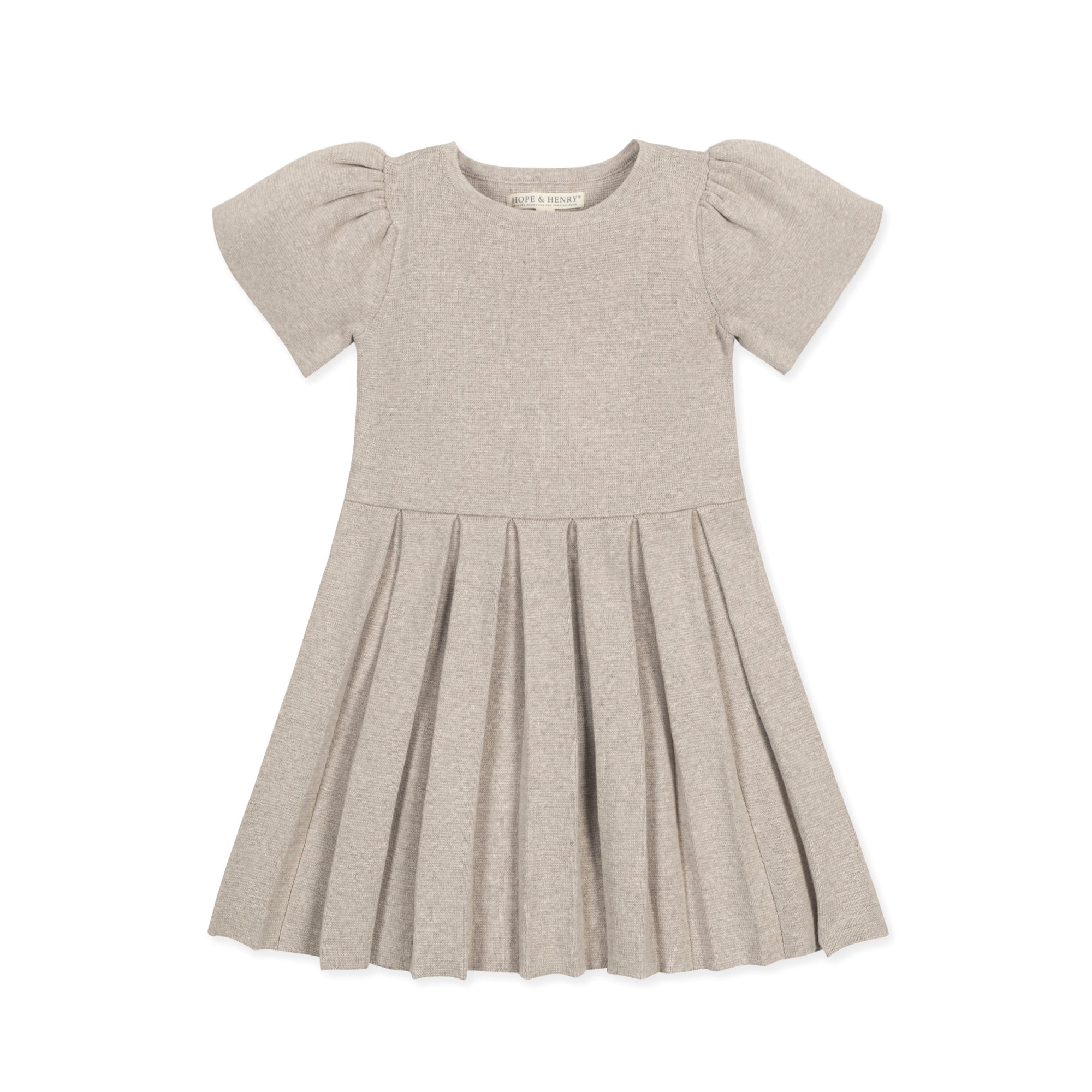 Pleated Sweater Dress (Light Taupe)