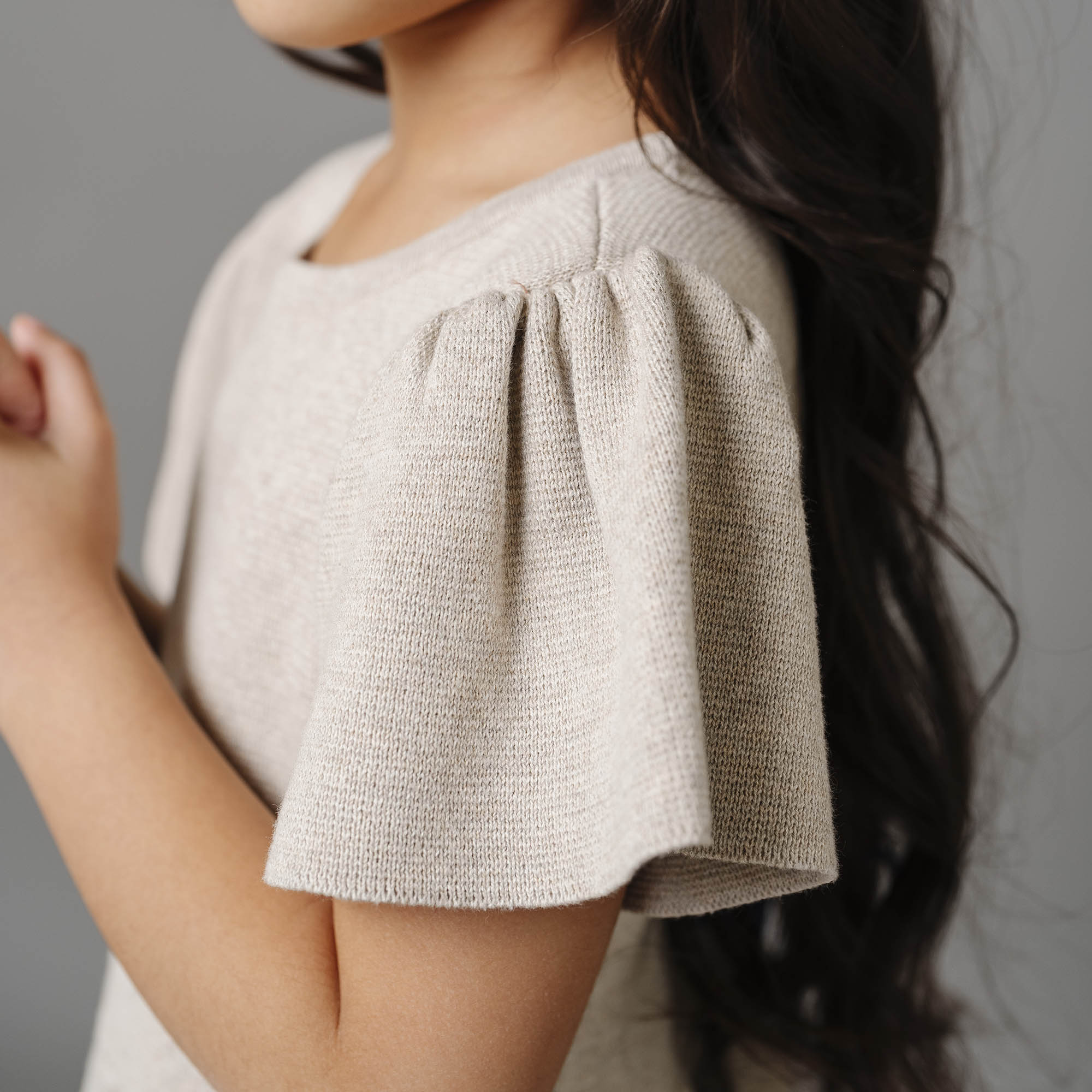 Pleated Sweater Dress (Light Taupe)