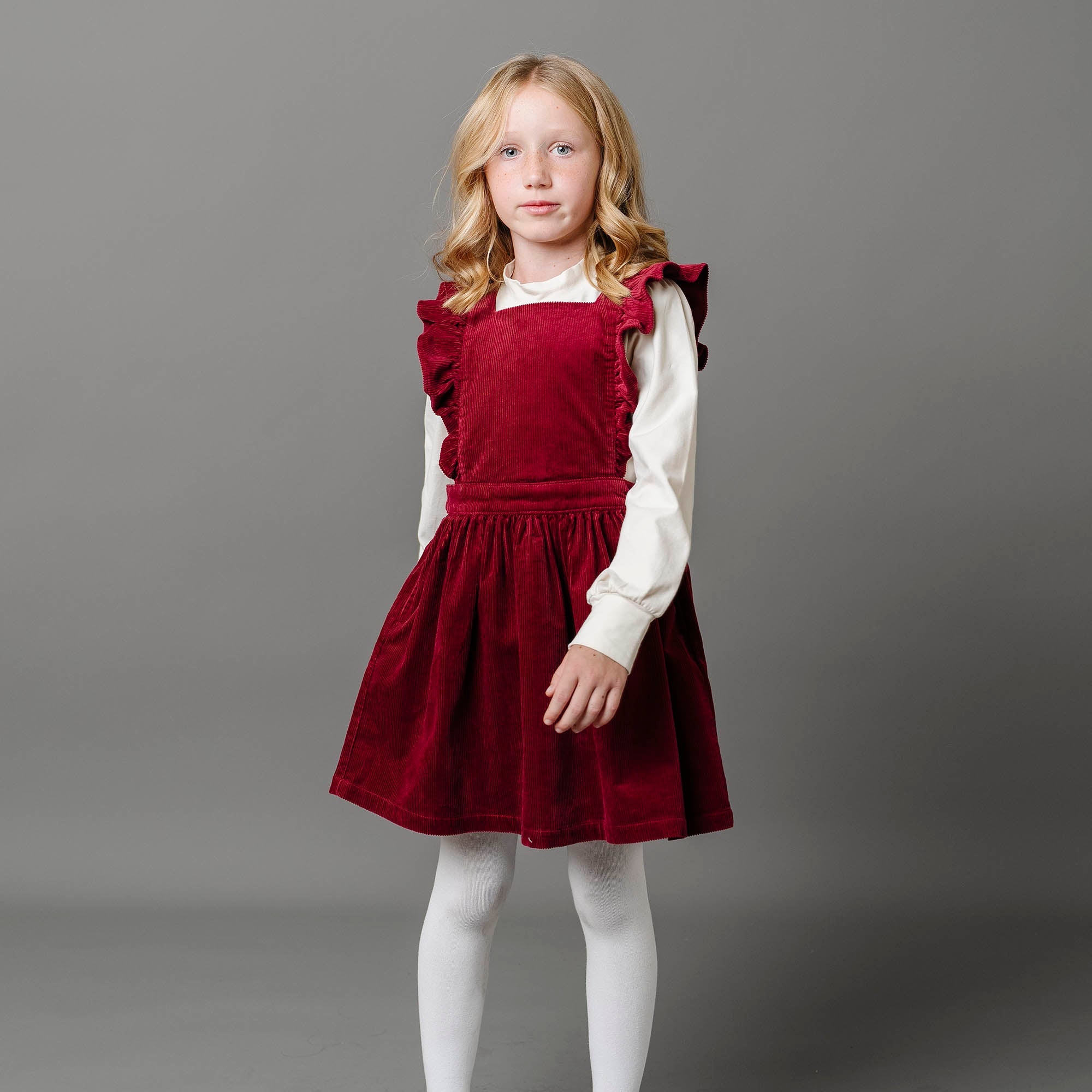 Corduroy Ruffle Jumper (Oxblood)