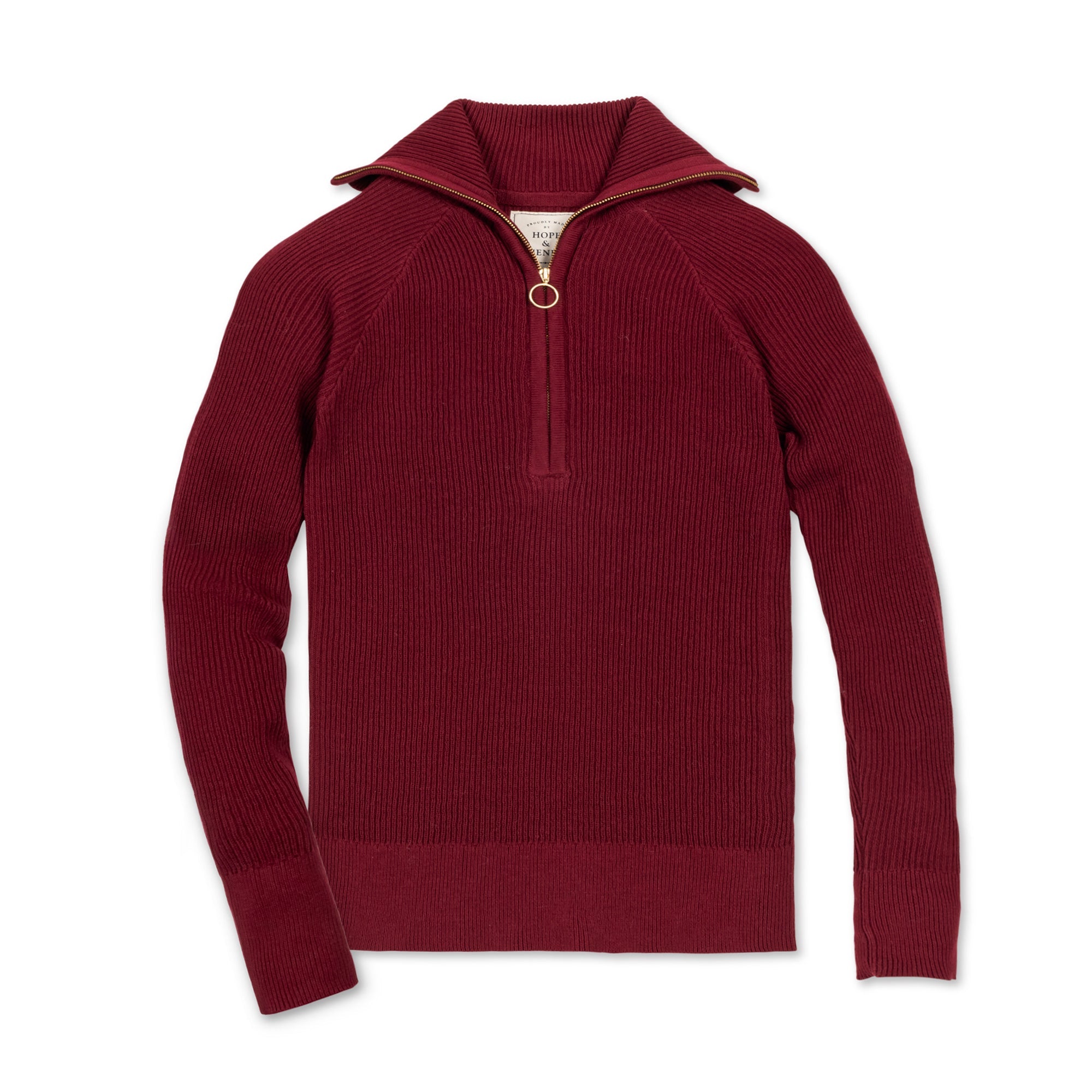 Fine Gauge Half Zip Sweater (Oxblood)