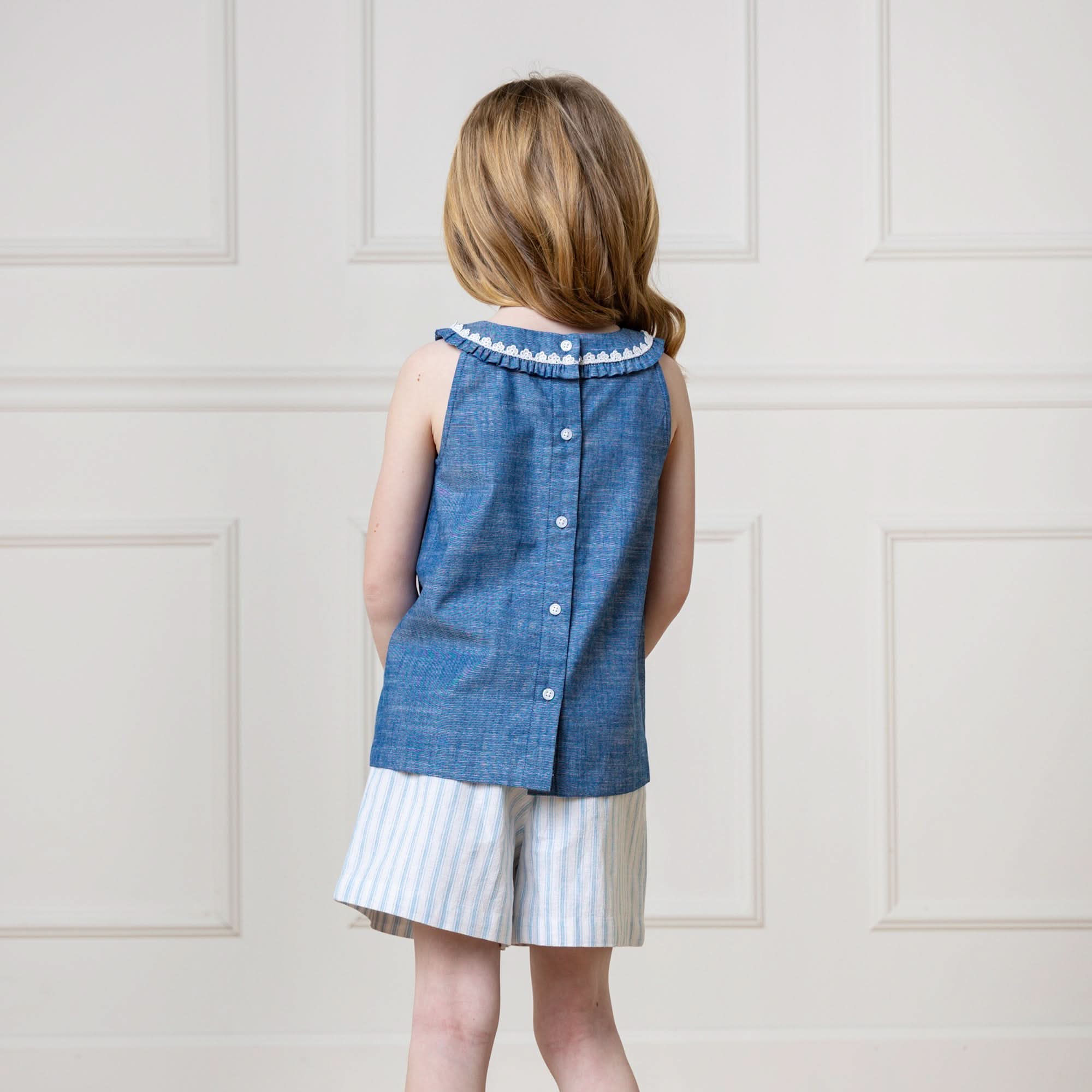 Ruffle Collar Chambray Top (3M-24M)