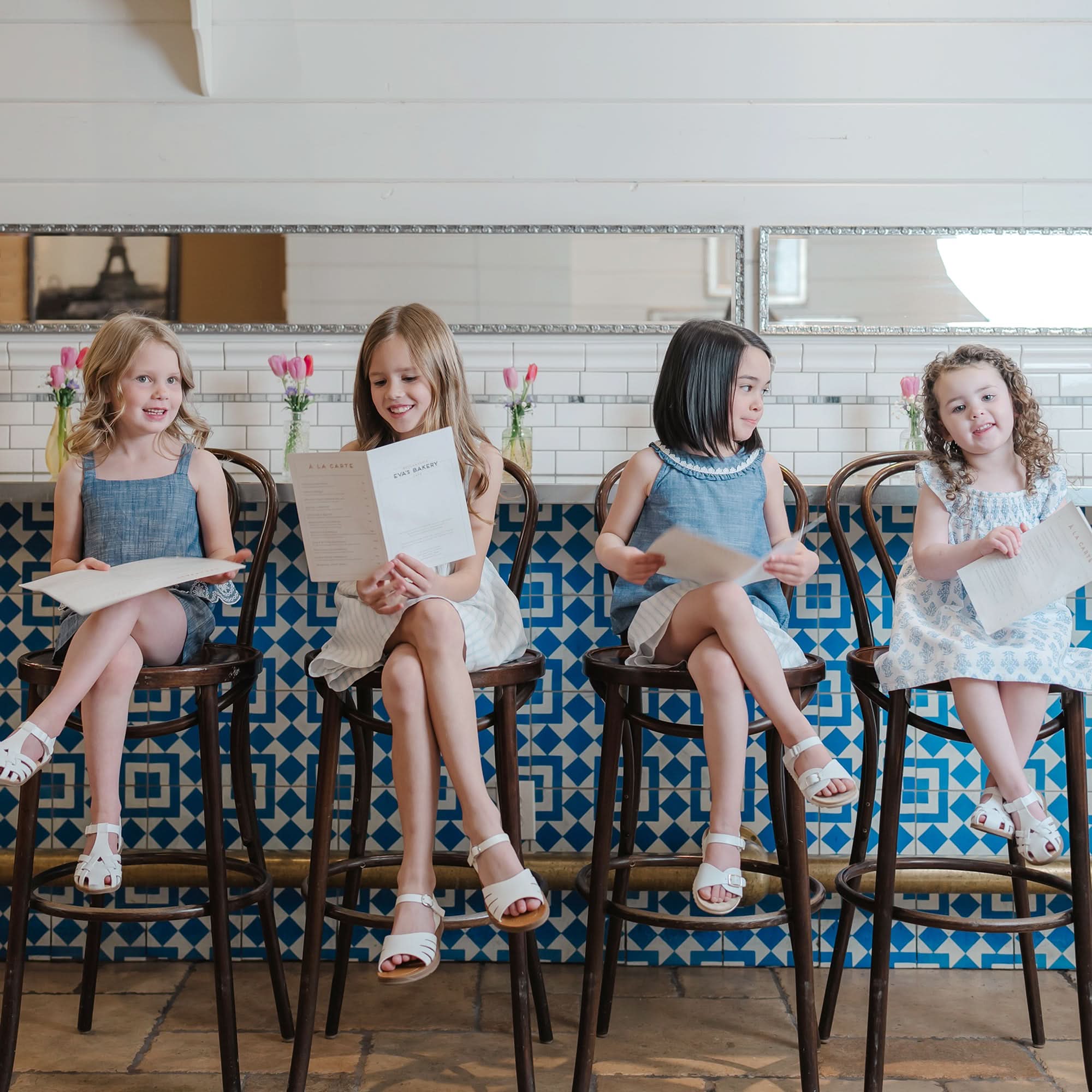 Ruffle Collar Chambray Top (2T-12)