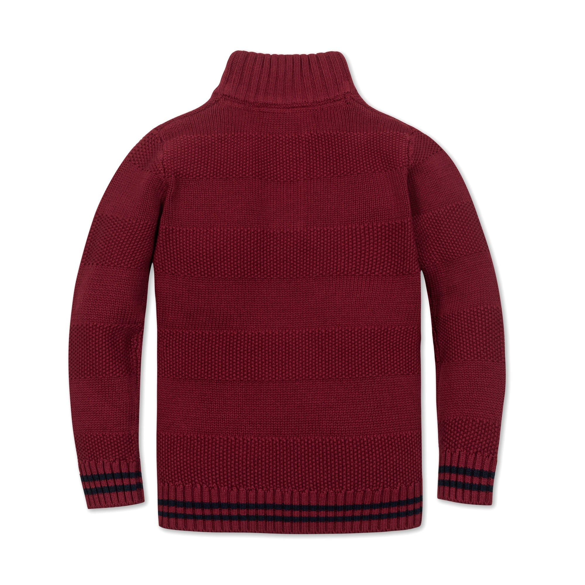 Mock Neck Stripe  Sweater (Dark Red)