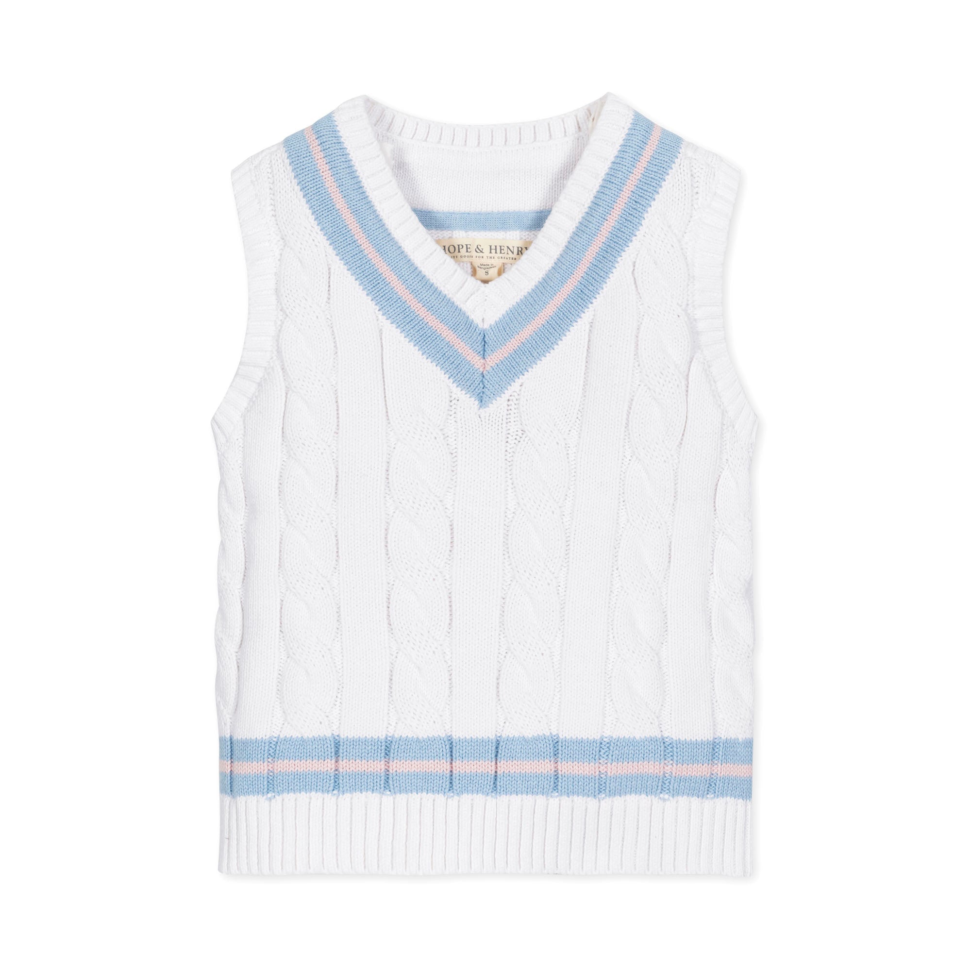 Cricket Sweater Vest (White, Blue & Pink)