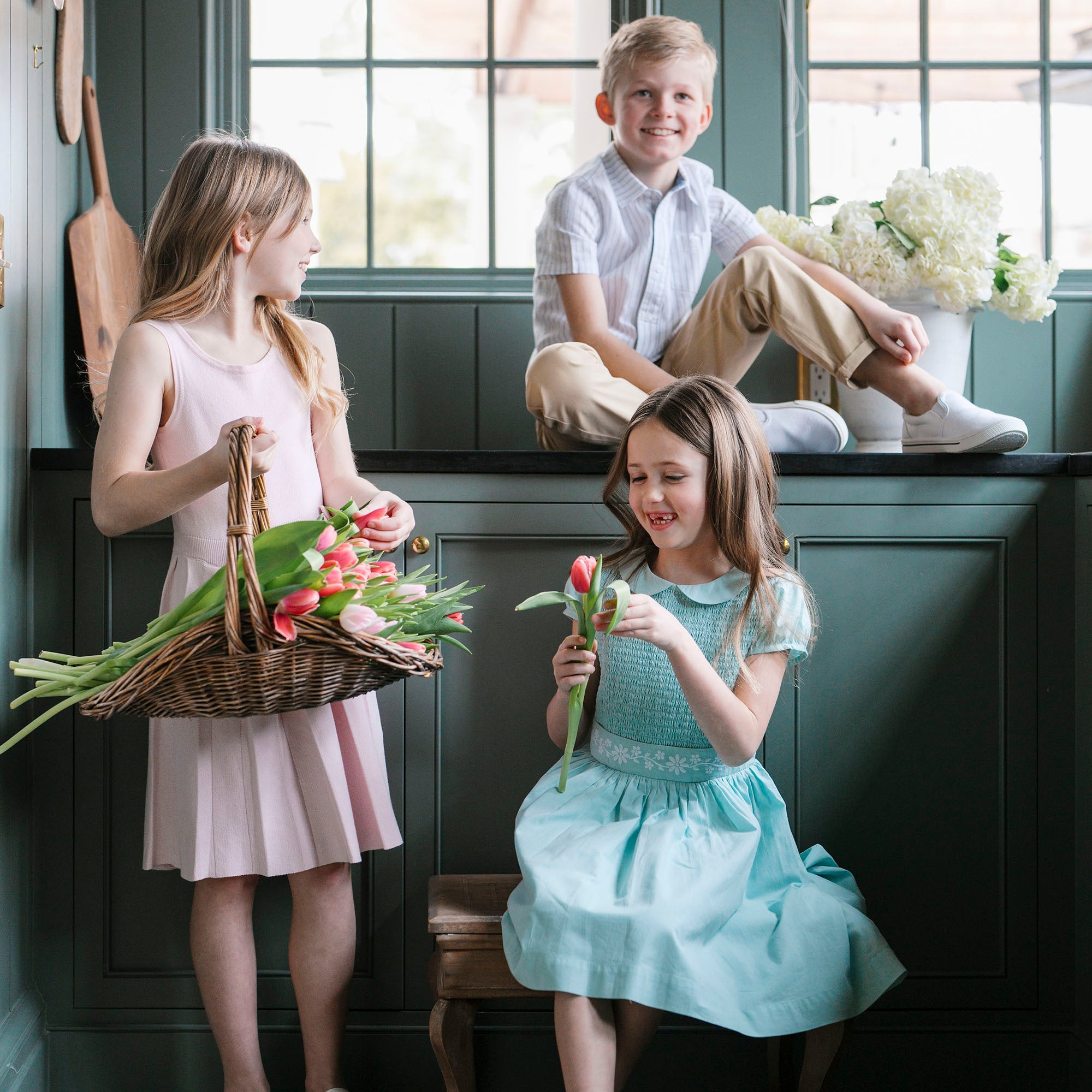 Puff Sleeve Smocked Party Dress (Robin's Egg Blue)