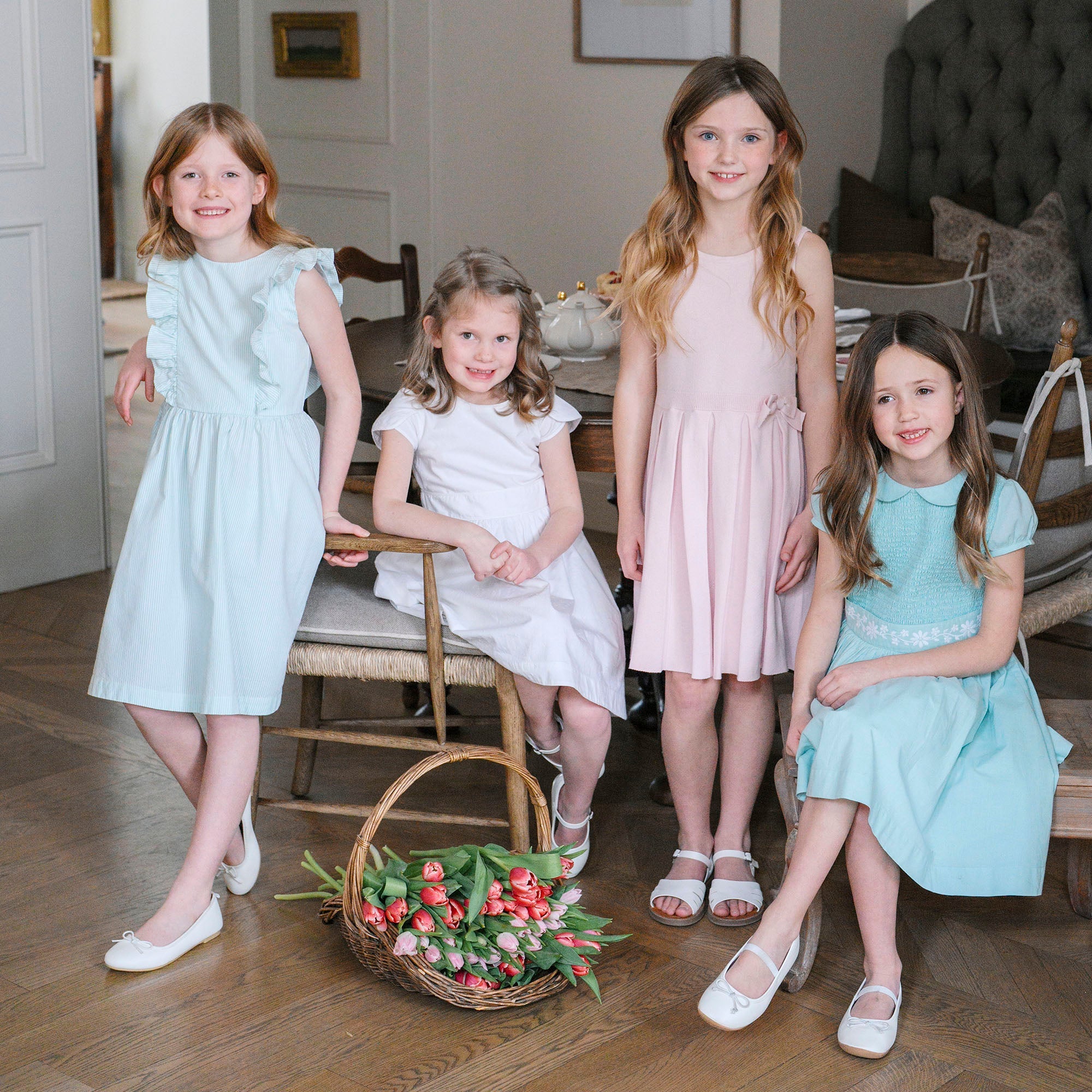 Puff Sleeve Smocked Party Dress (Robin's Egg Blue)