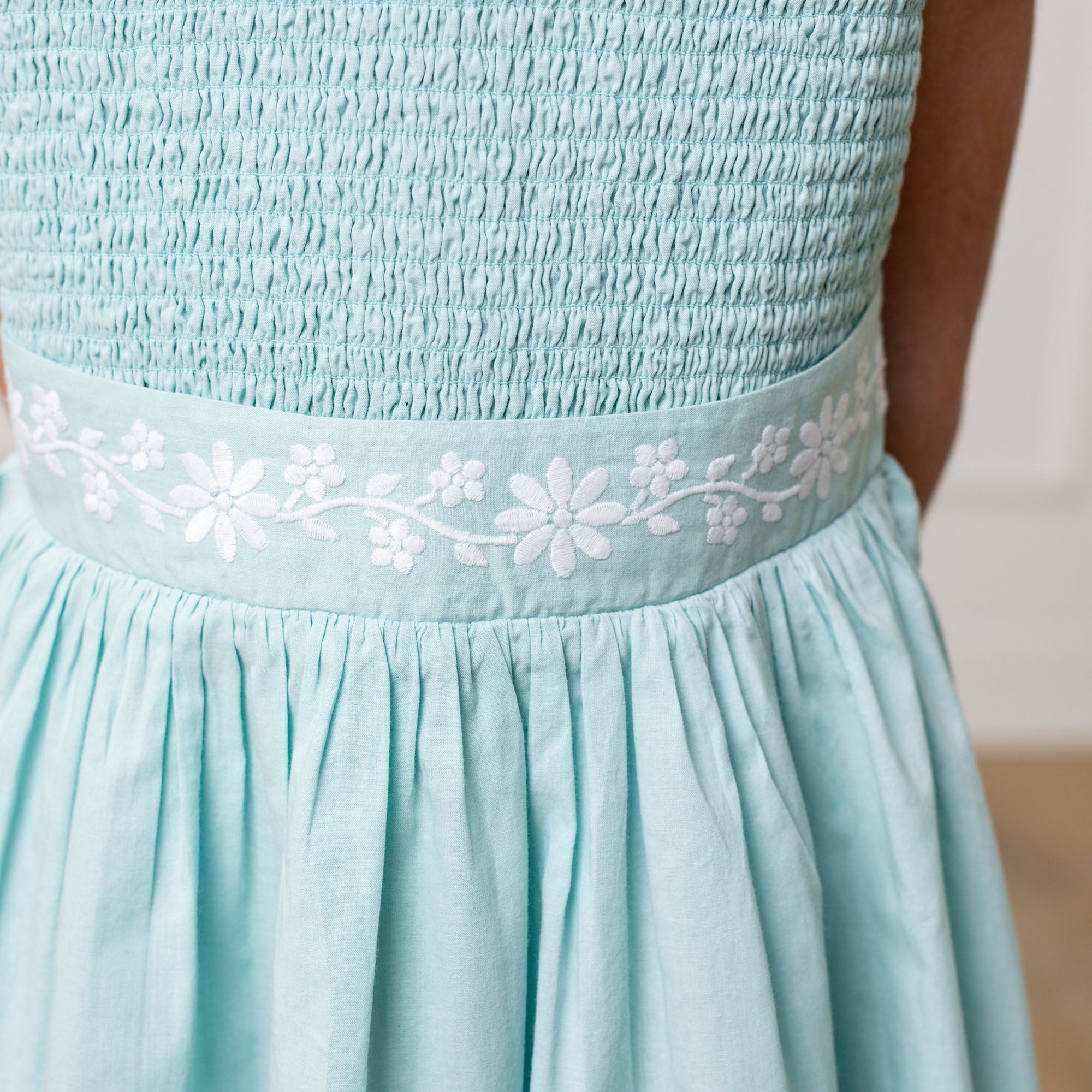 Puff Sleeve Smocked Party Dress (Robin's Egg Blue)