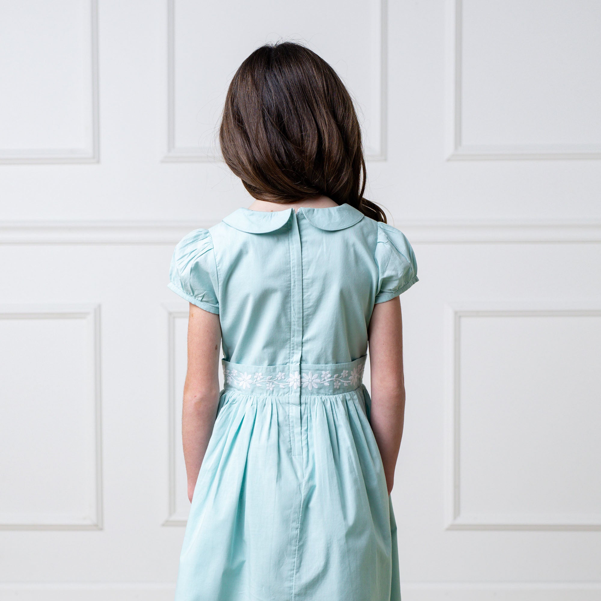 Puff Sleeve Smocked Party Dress (Robin's Egg Blue)