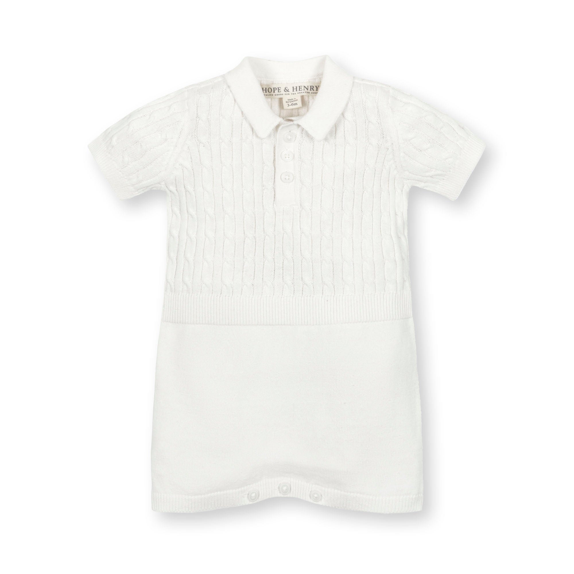 Shortie Cable Sweater Romper (Soft White)