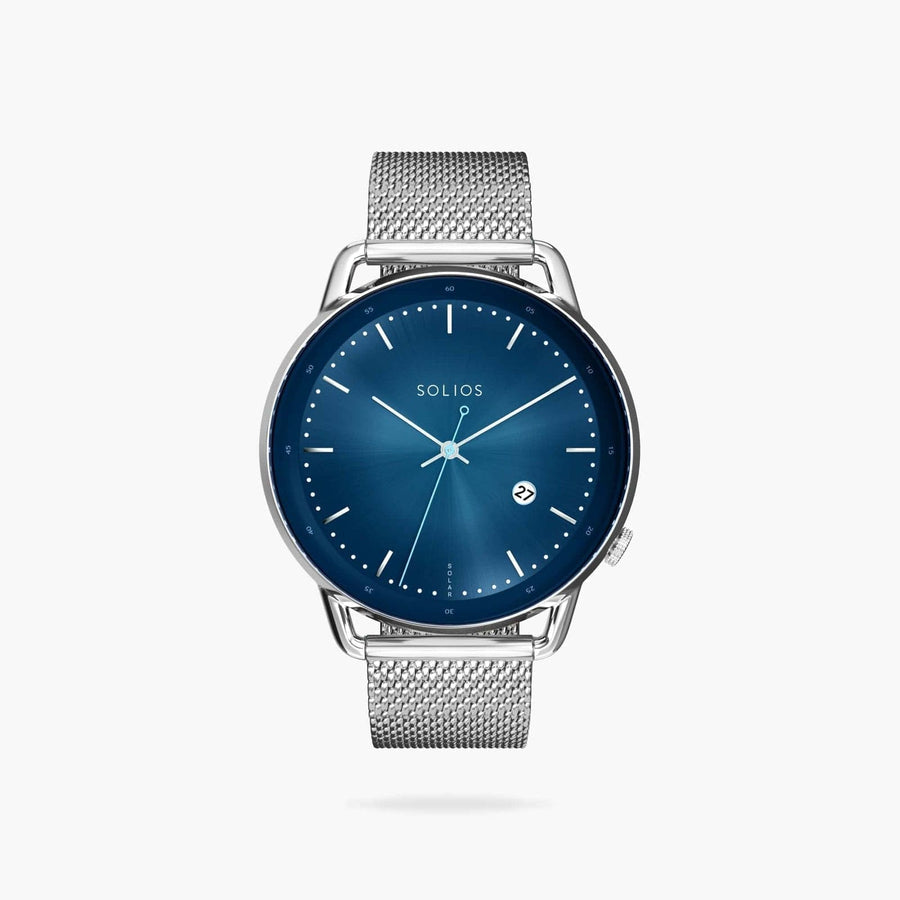 Blue + Silver Solar Curve (Silver Mesh Metal)