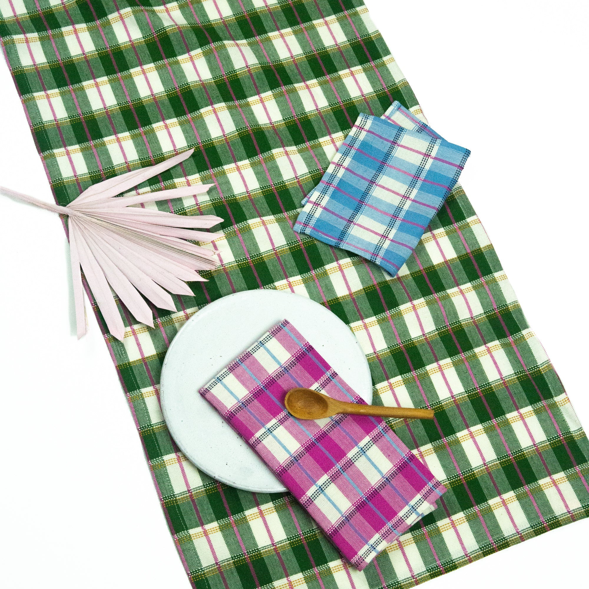 San Andres Table Runner (Gingham Forest & White)