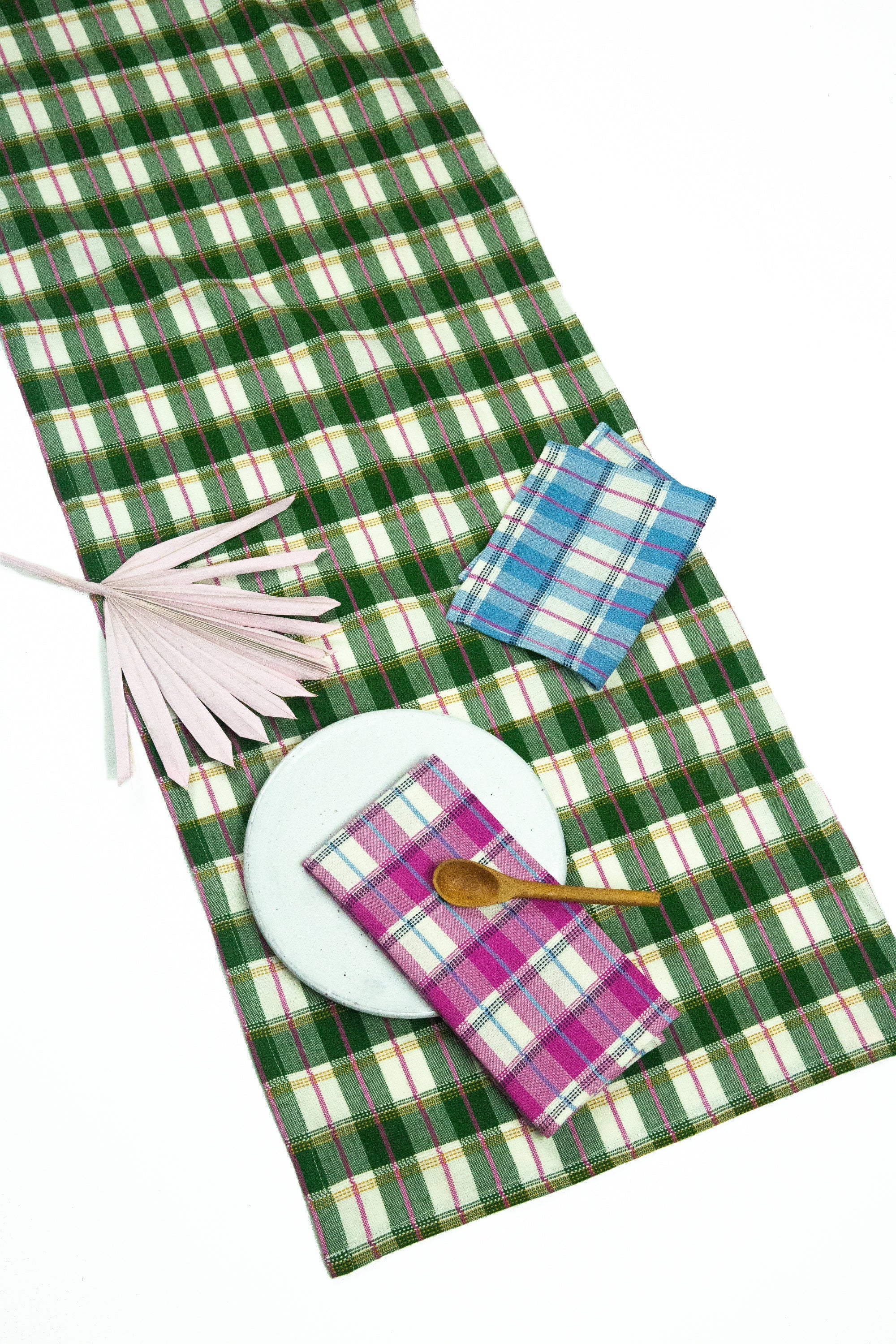 San Andres Table Runner (Gingham Forest & White)