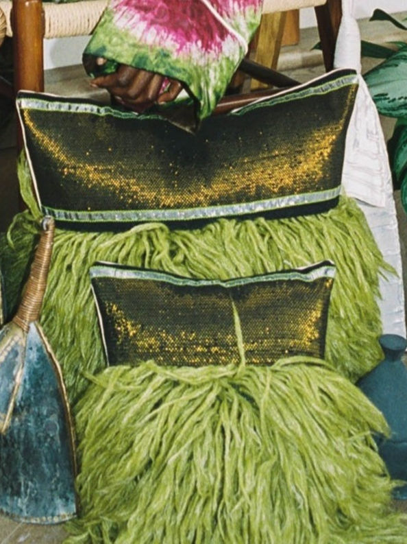 Wugo Throw Pillow (Black/Galapagos Green)