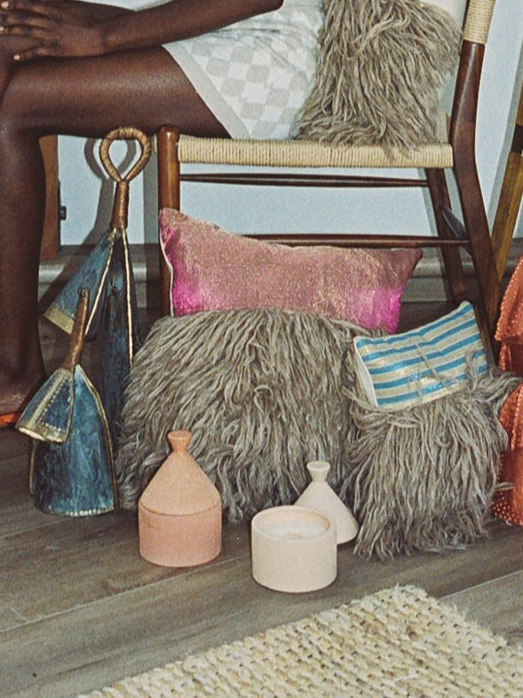 Wugo Throw Pillow (Iridescent Cape Blue/Andes Sand)