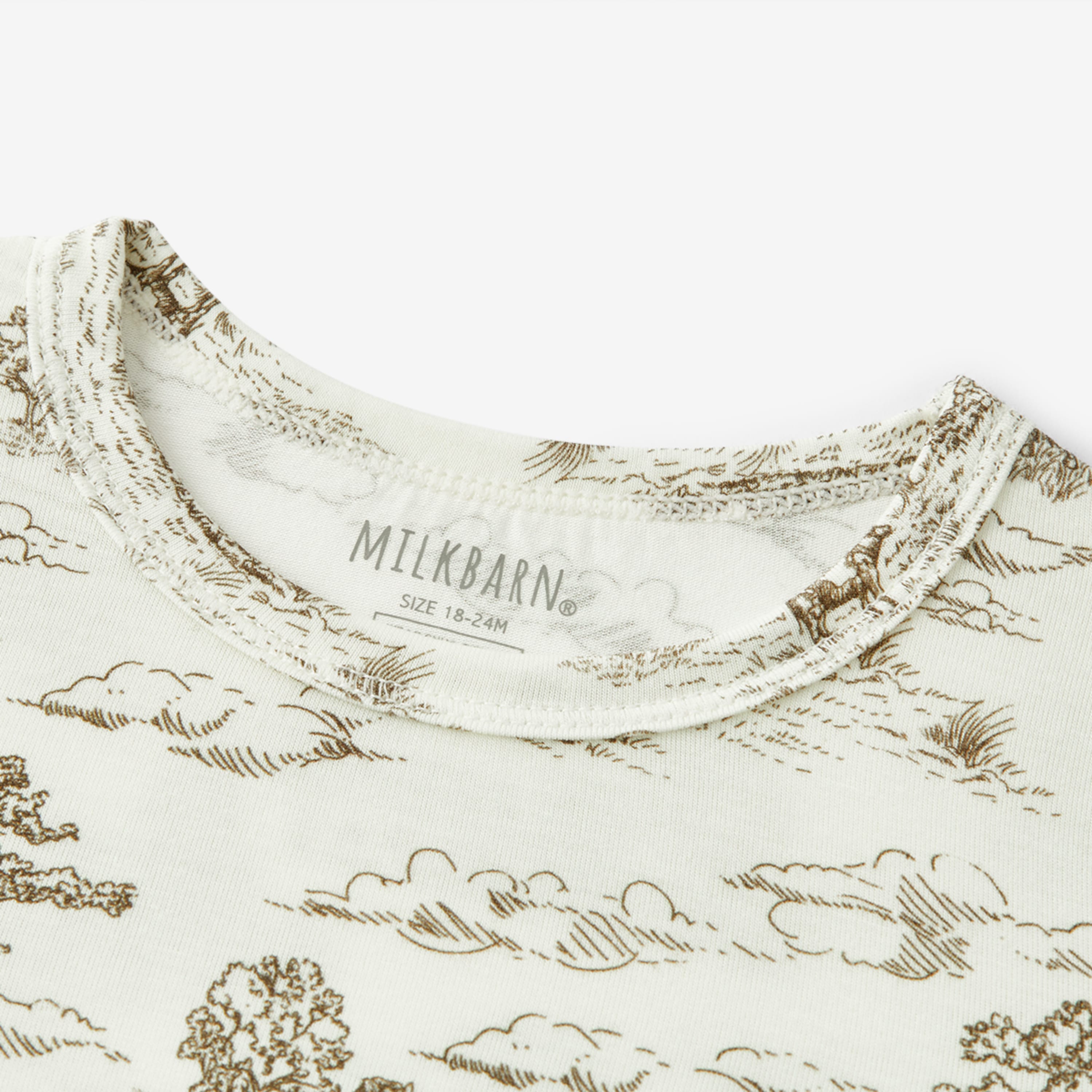 Country Toile Luxe Stretch Long Sleeve Two Piece Pajama Set