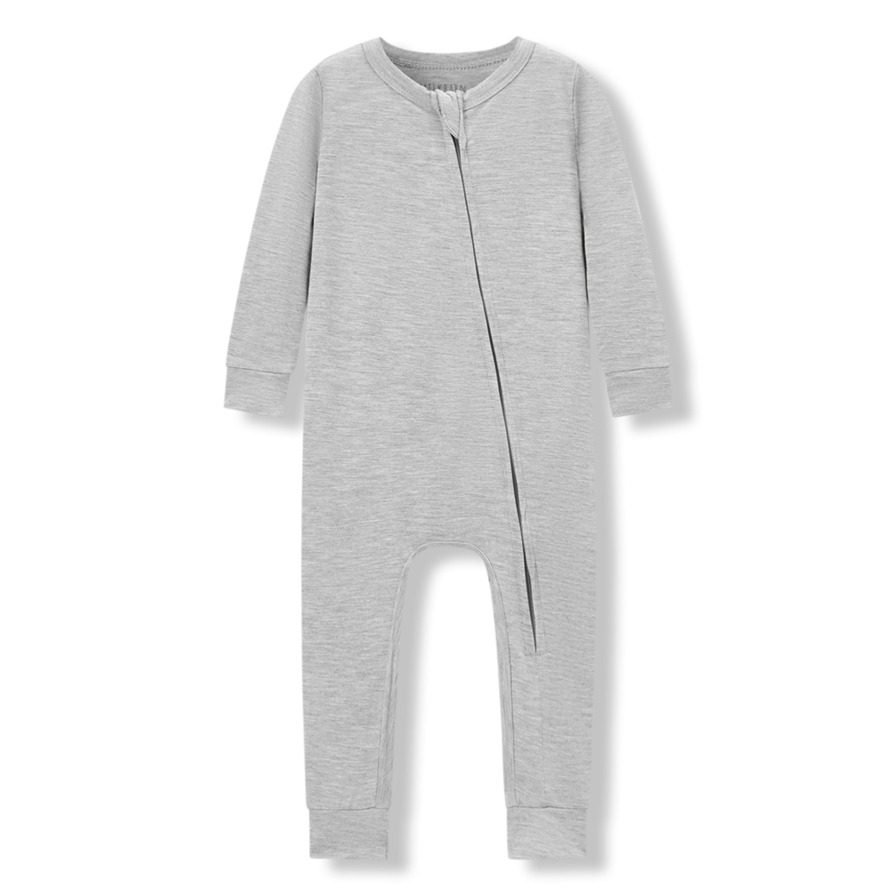 Grey Melange Luxe Solid Zipper Pajama