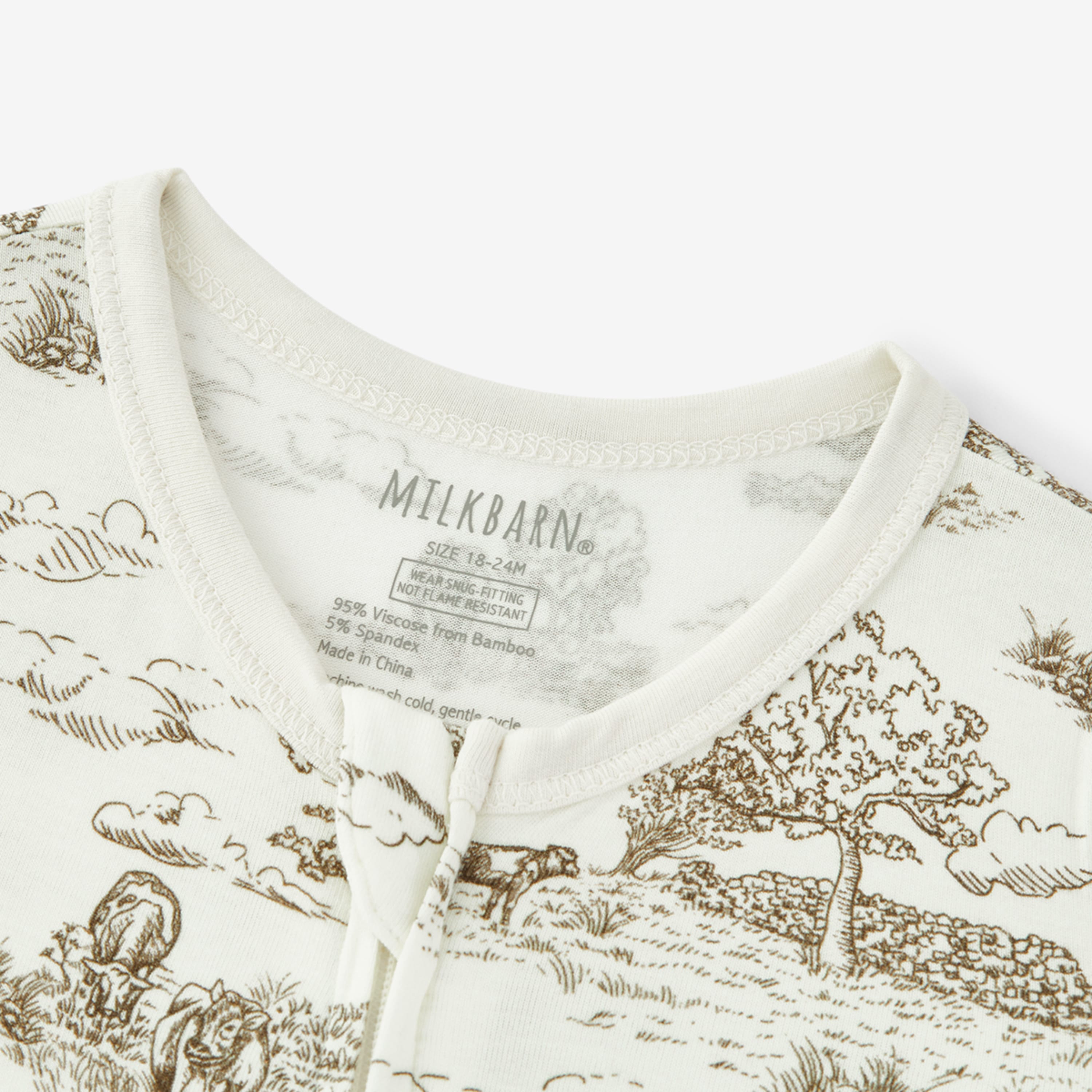 Country Toile Luxe Stretch Zipper Pajama