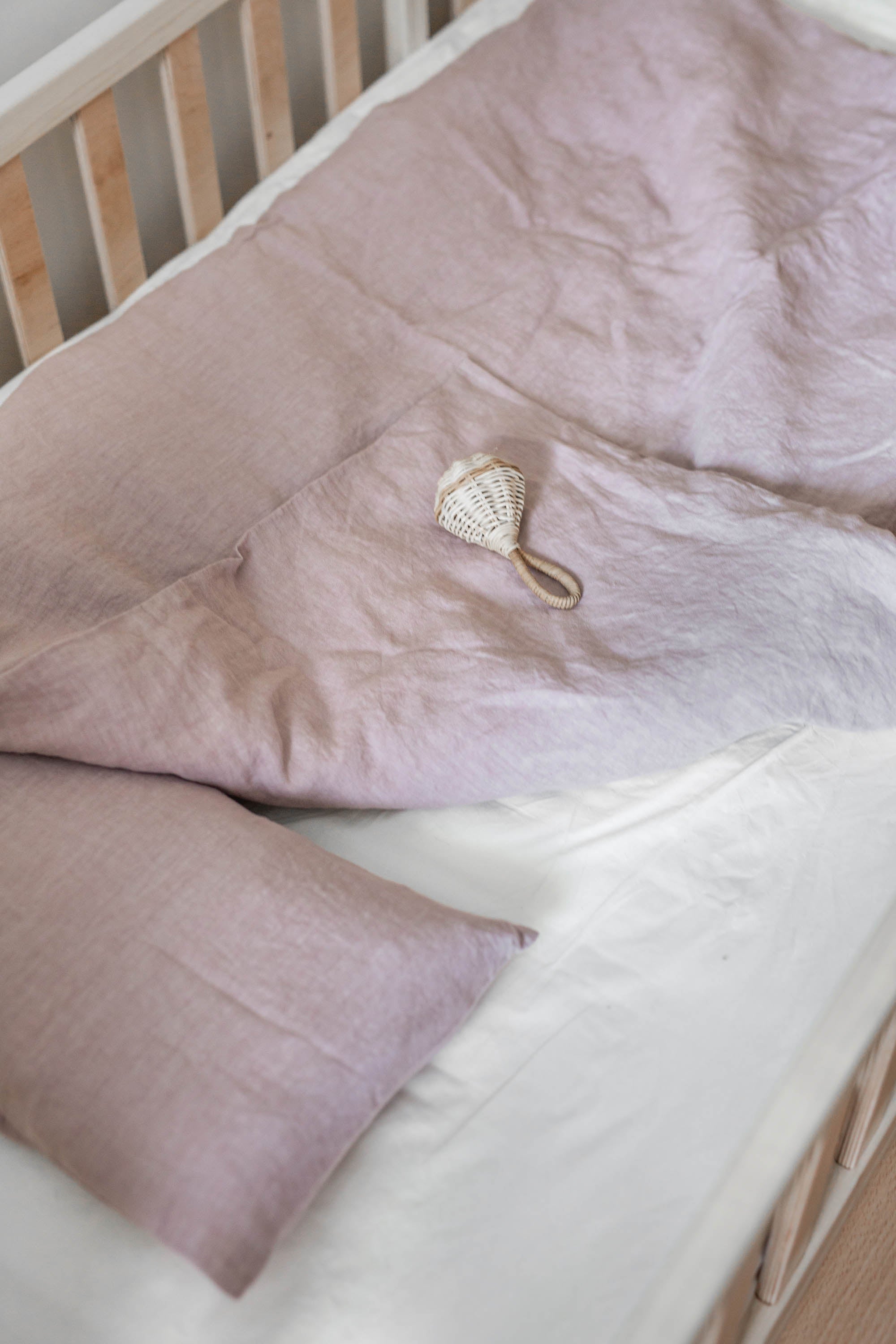 Linen Baby Bedding Set (Dusty Rose)