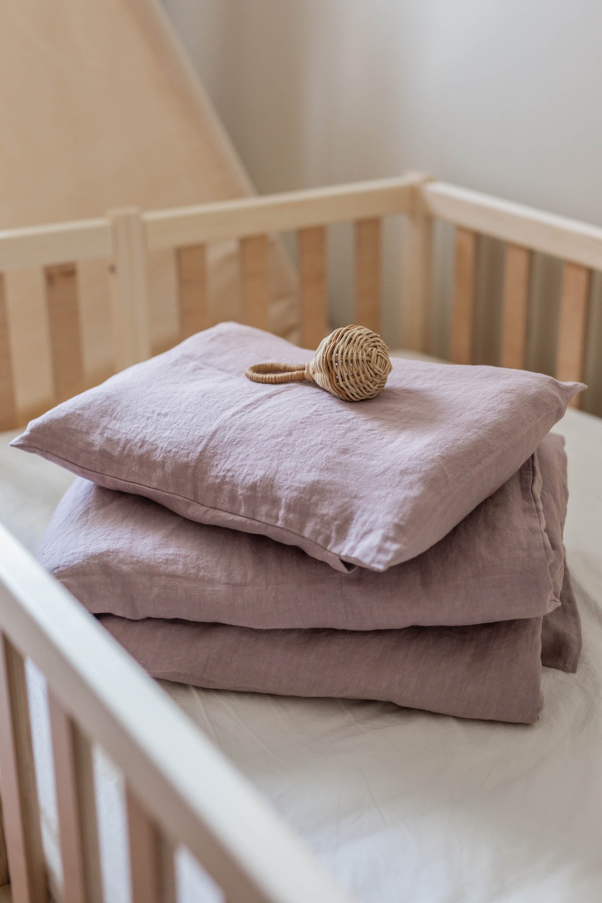 Linen Baby Bedding Set (Dusty Rose)