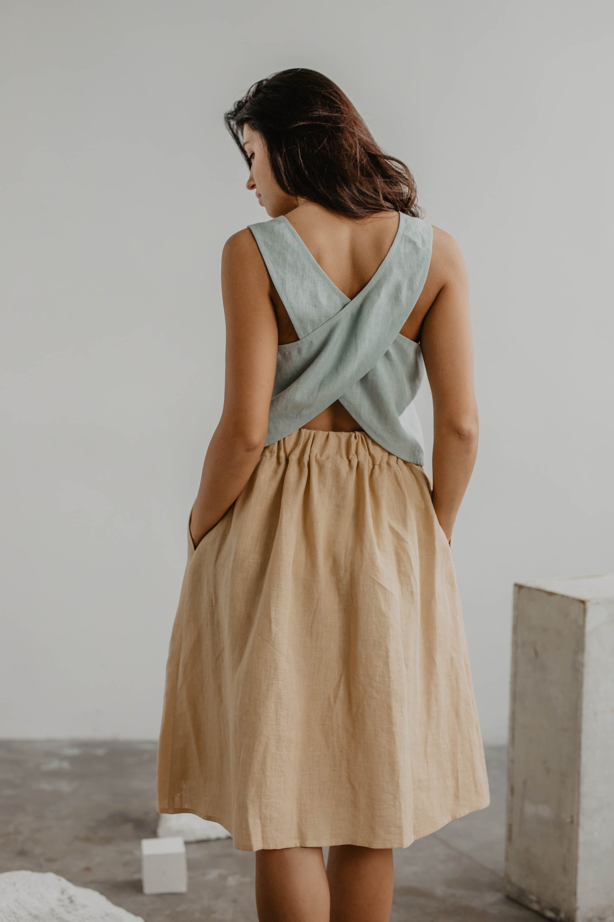 Daisy Linen Skirt (Mustard)