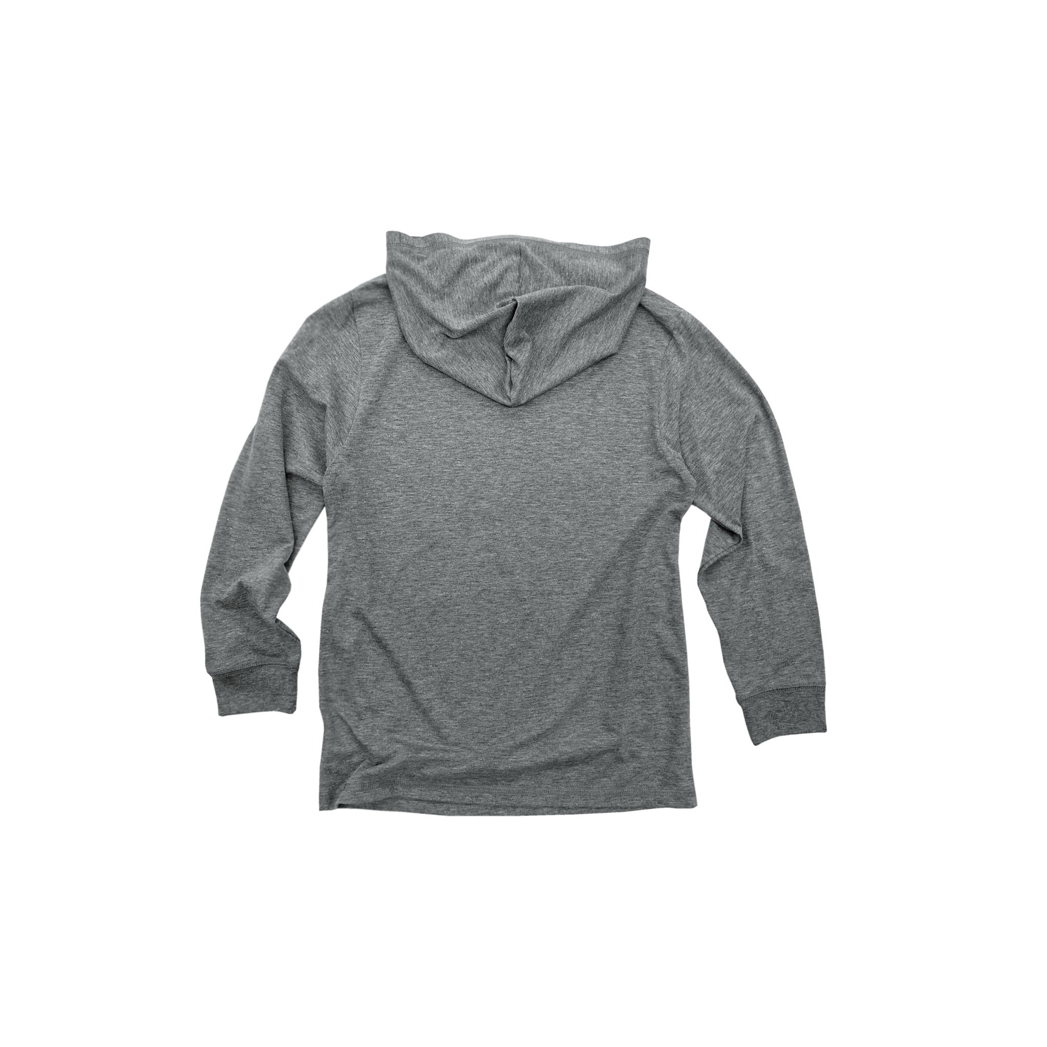 Youth Hooded Long Sleeve Triblend Tee (Heather Grey)