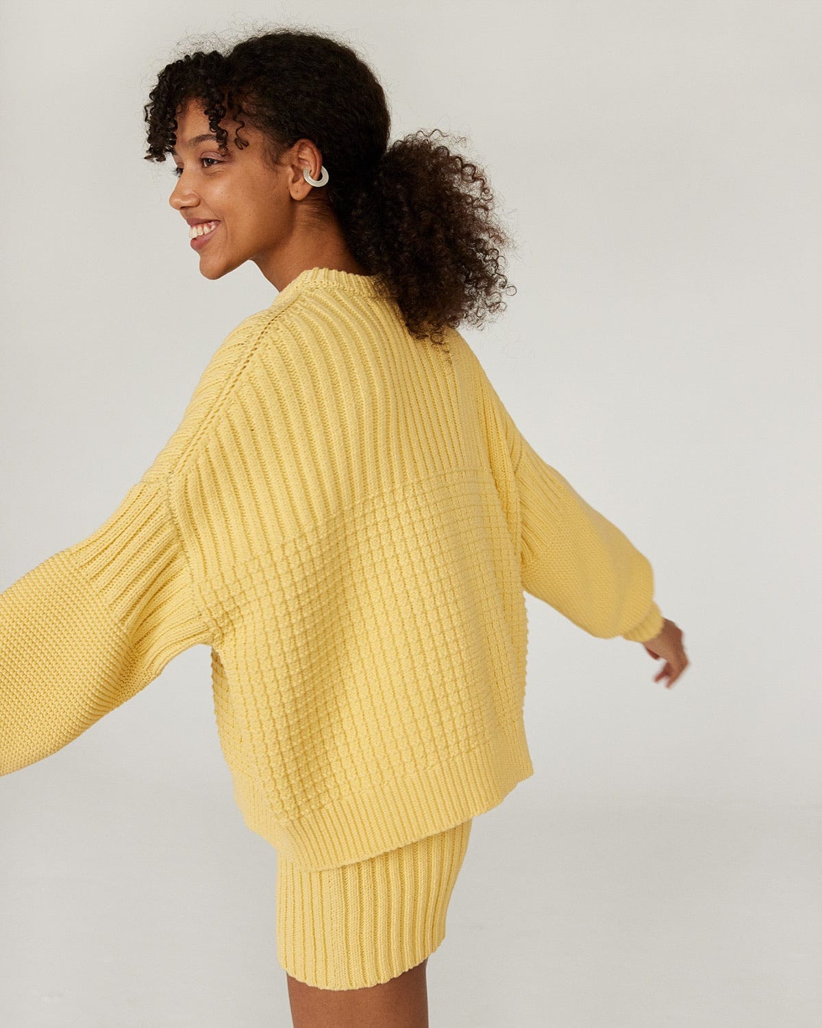 Delčia Cotton Sweater & Shorts Set (Lemon)