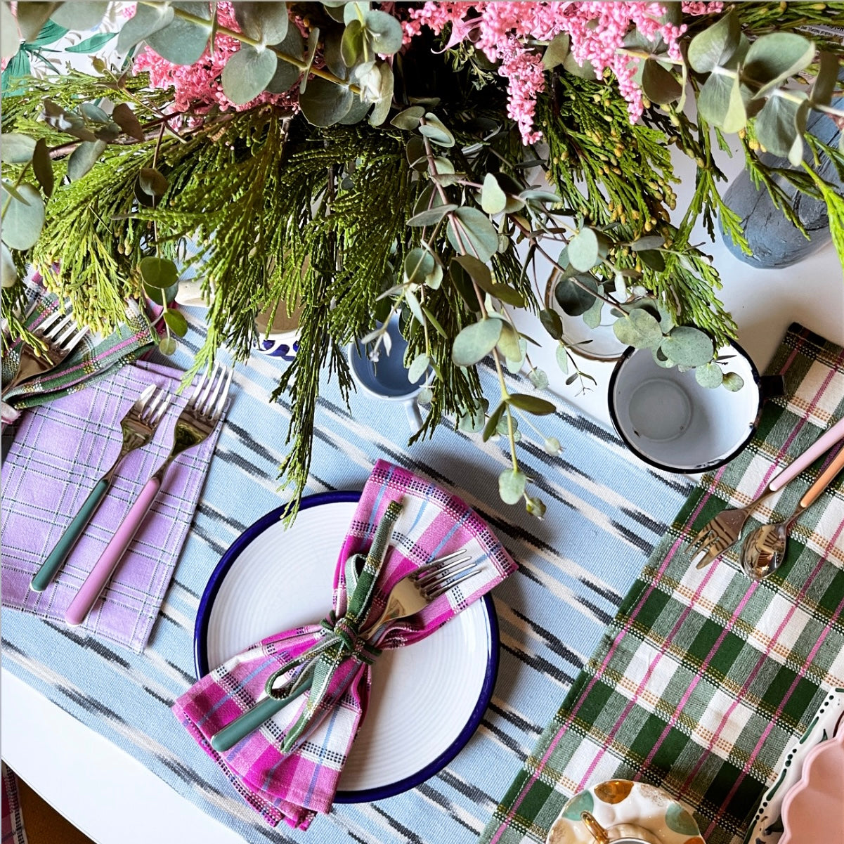 San Andres Gingham Pink & White Napkins