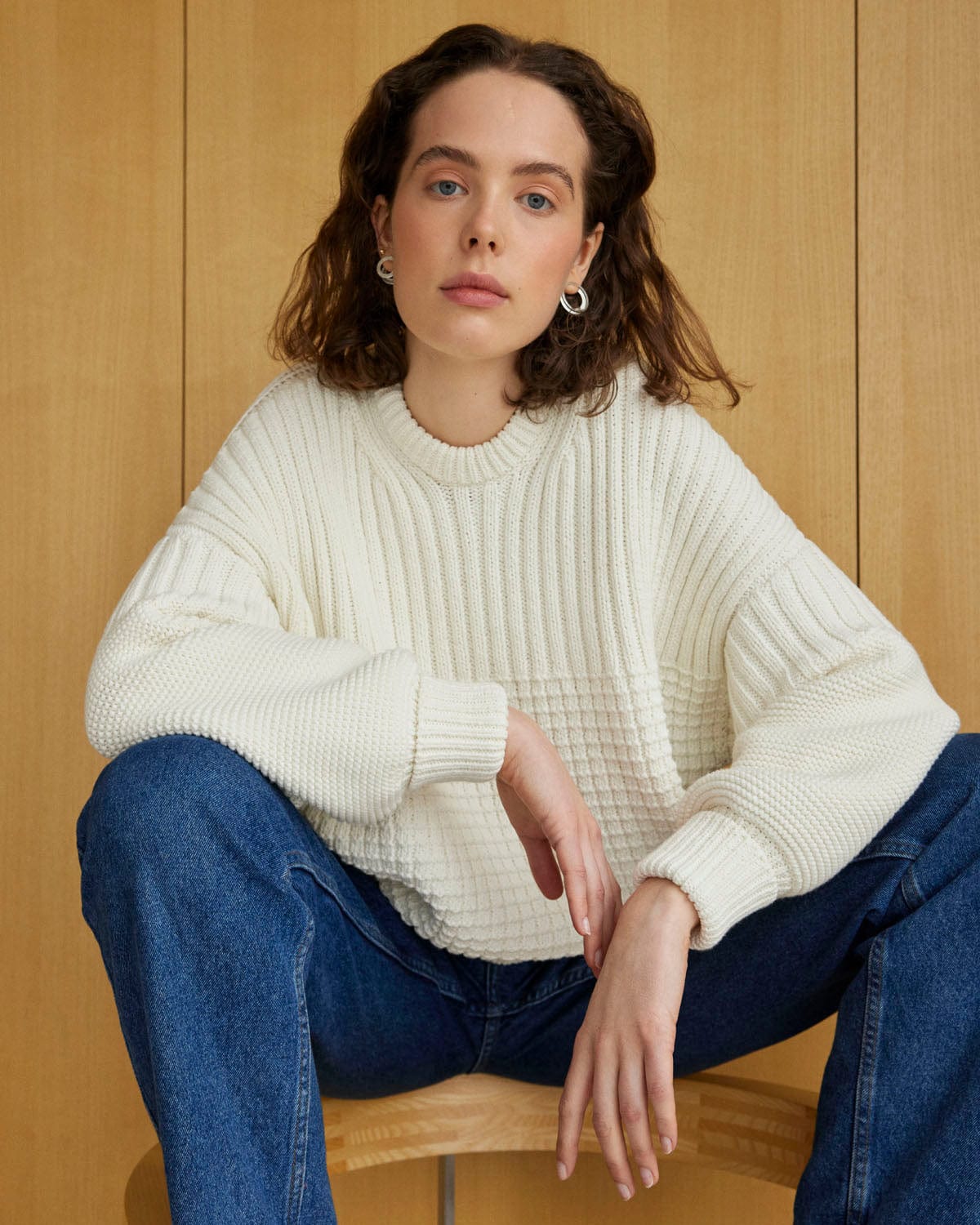 Delčia Cotton Sweater (Off-White)