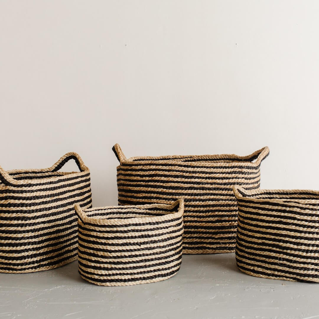 Oval Jute Baskets (Stripes)