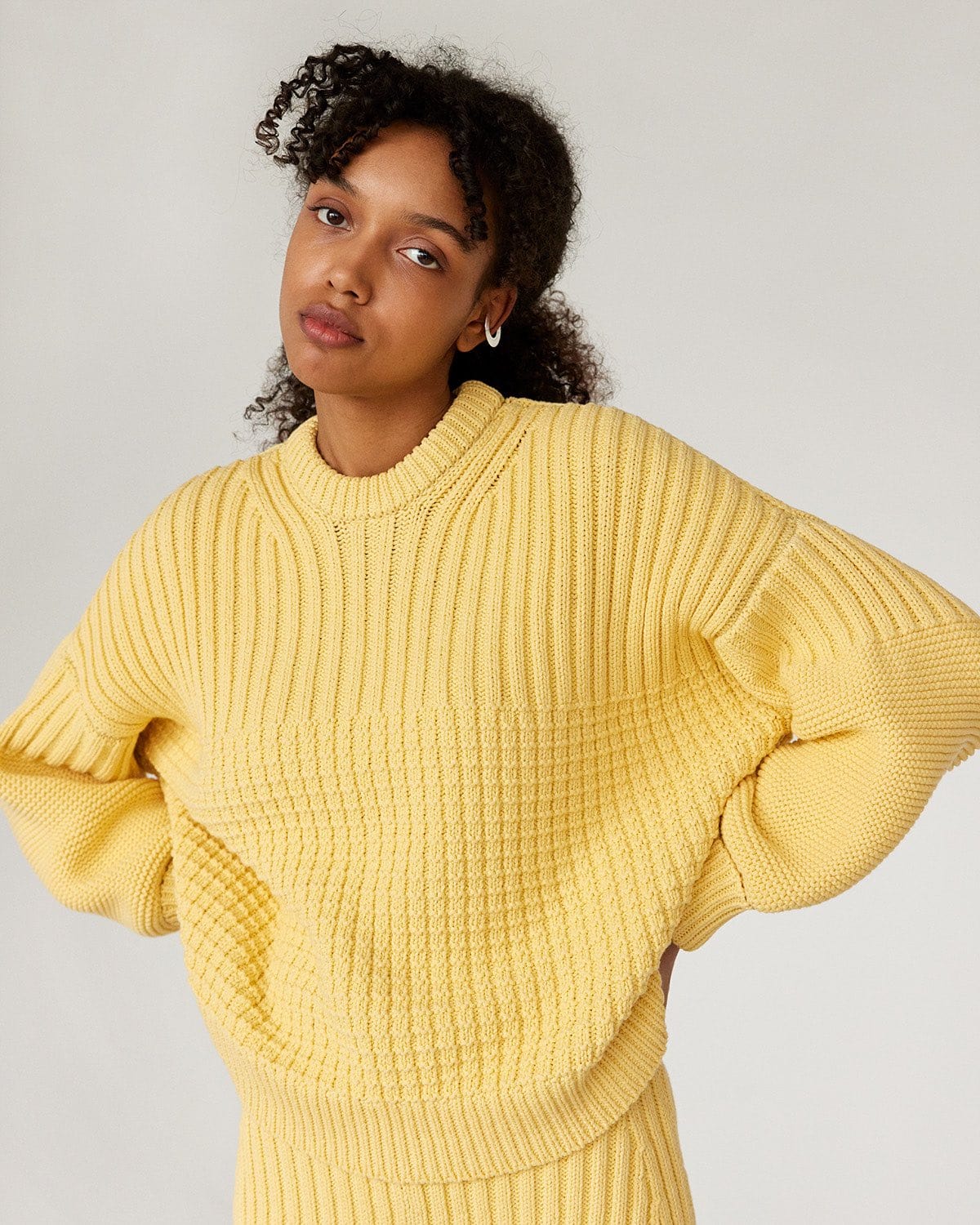 Delčia Cotton Sweater & Shorts Set (Lemon)