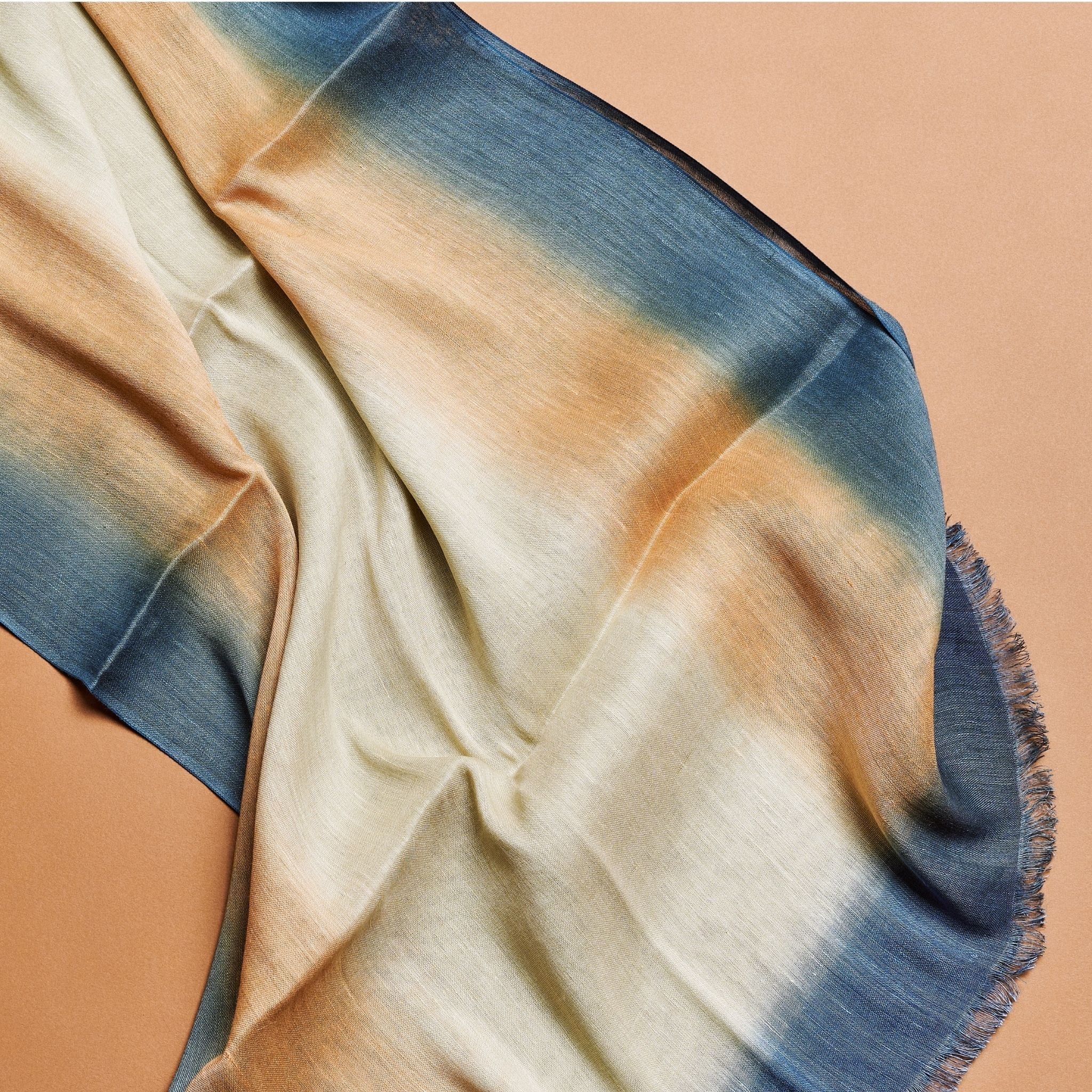 Oceana Soft Linen Silk Handloom Scarf (Beige)