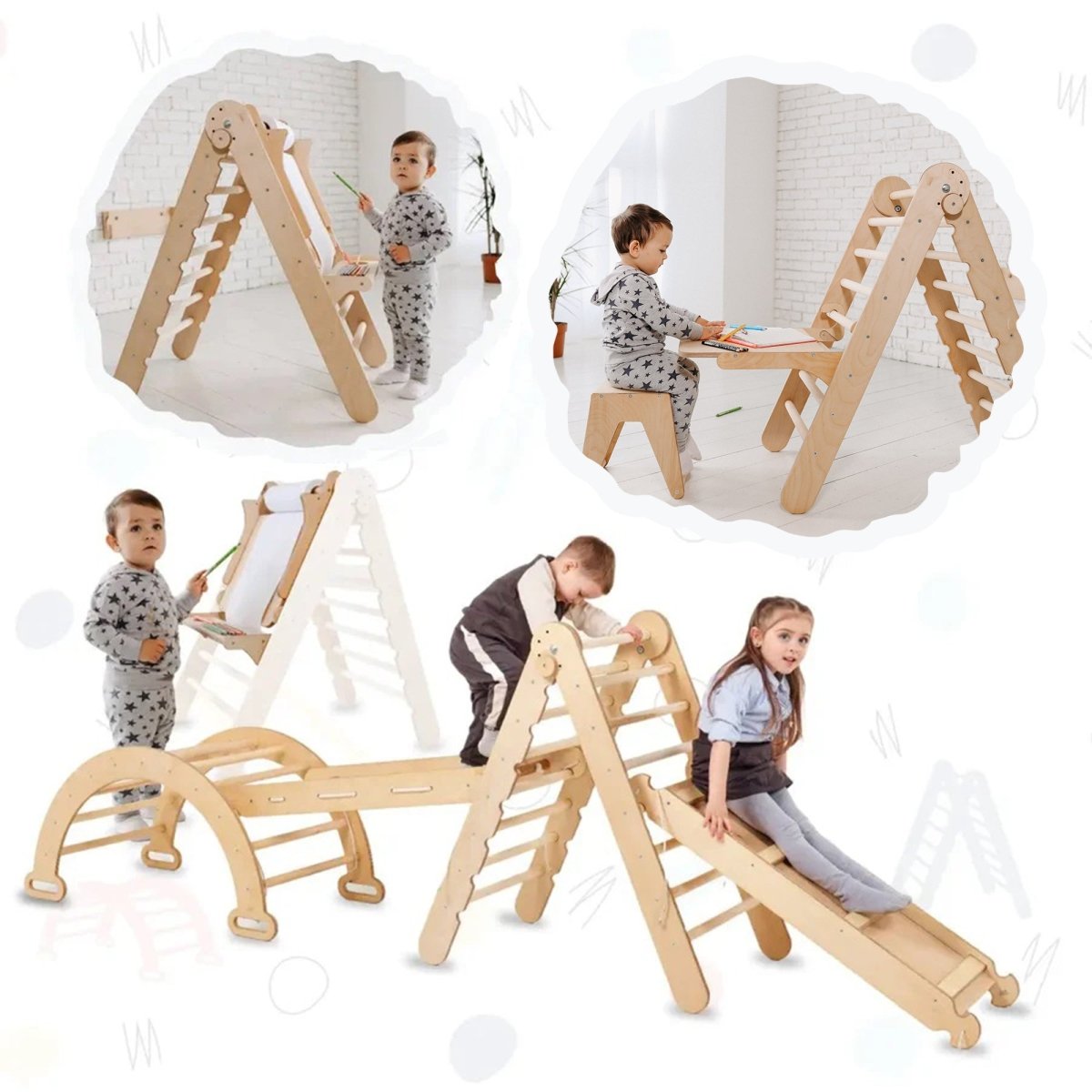 5-in-1 Montessori Climbing Set (Art Addition)
