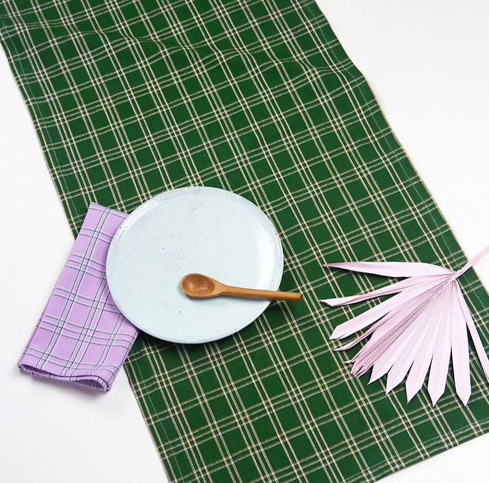 Chiapas Plaid Table Runner (Forest Green)