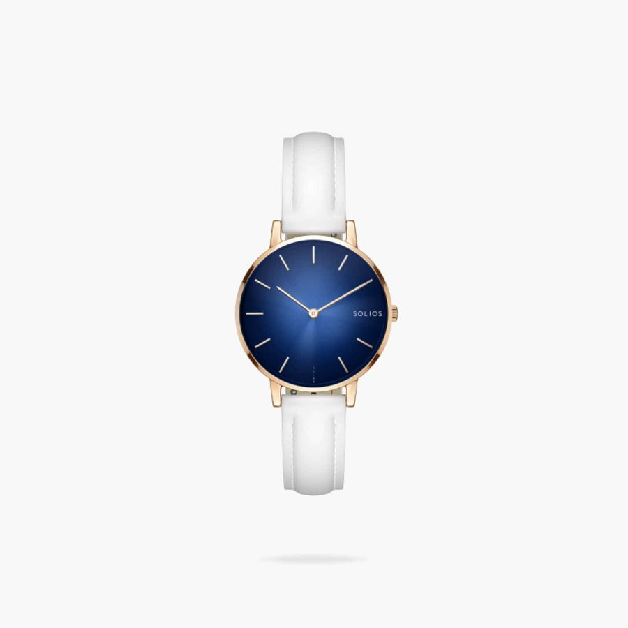 Blue + Rose Gold Solar Mini (White Eco Vegan Leather)