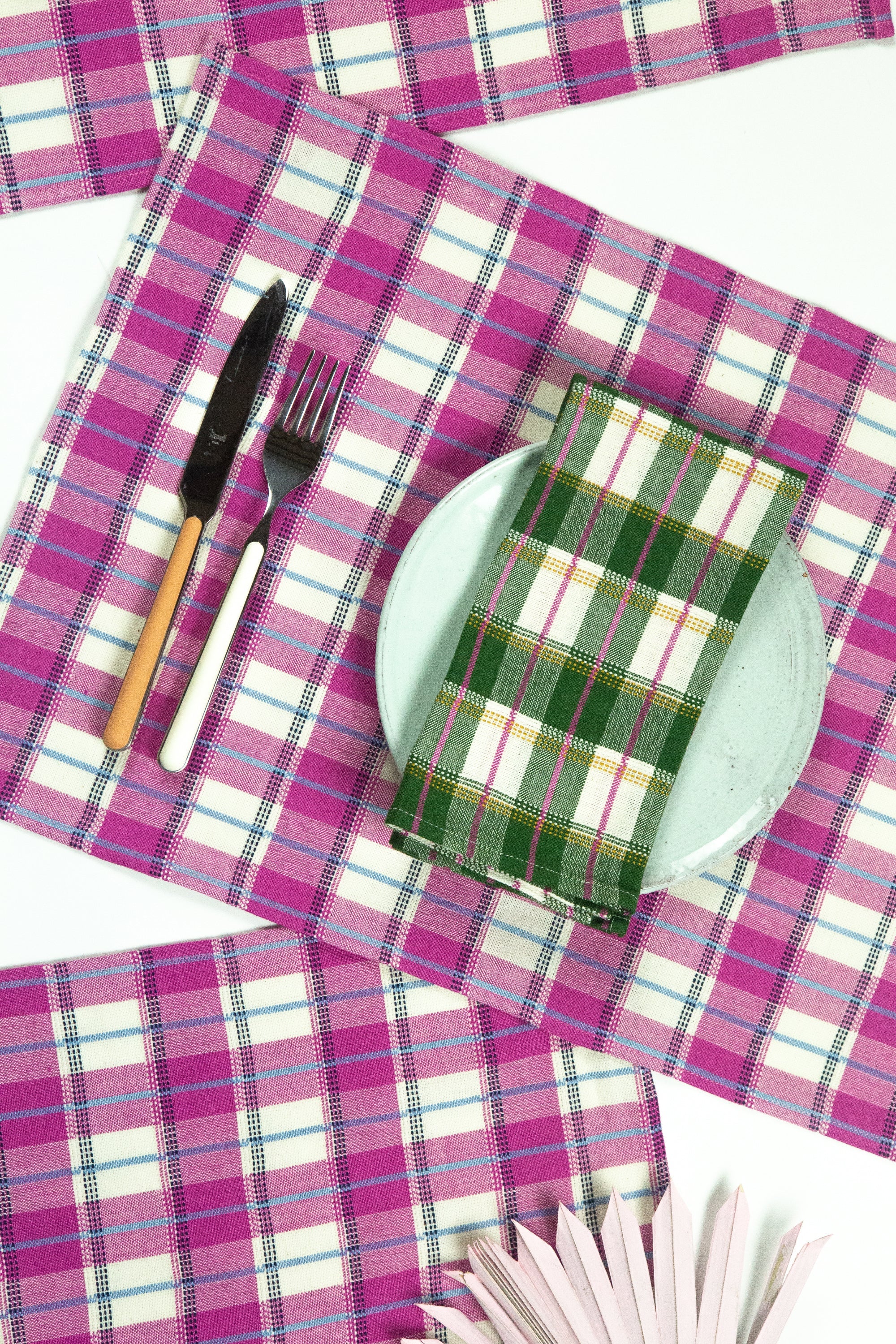 San Andres Gingham Placemat (Pink & Ivory)
