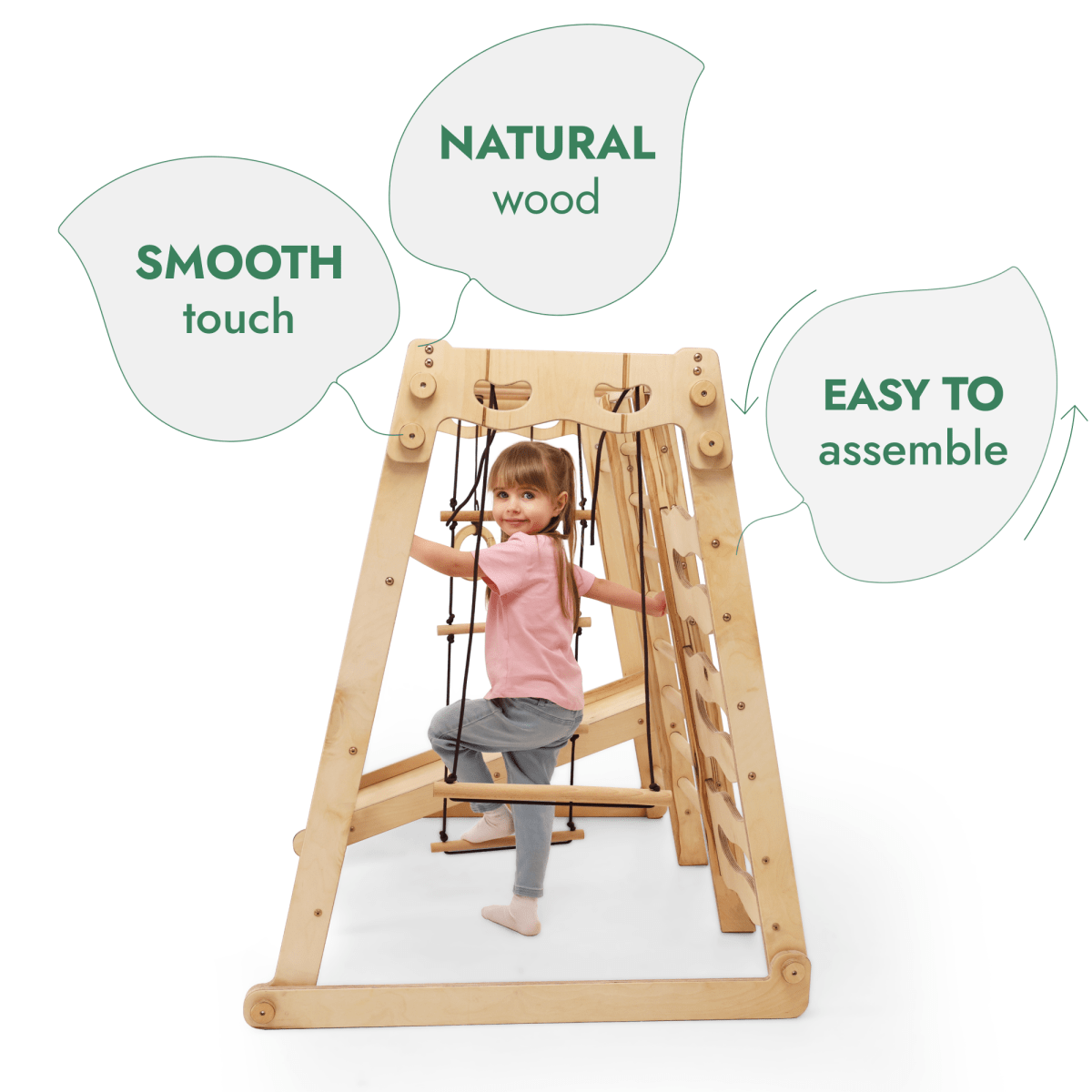 6in1 Indoor Jungle Gym for childrens: Playground + Swings Set + Slide Board + Rope + Stairs - Goodevas