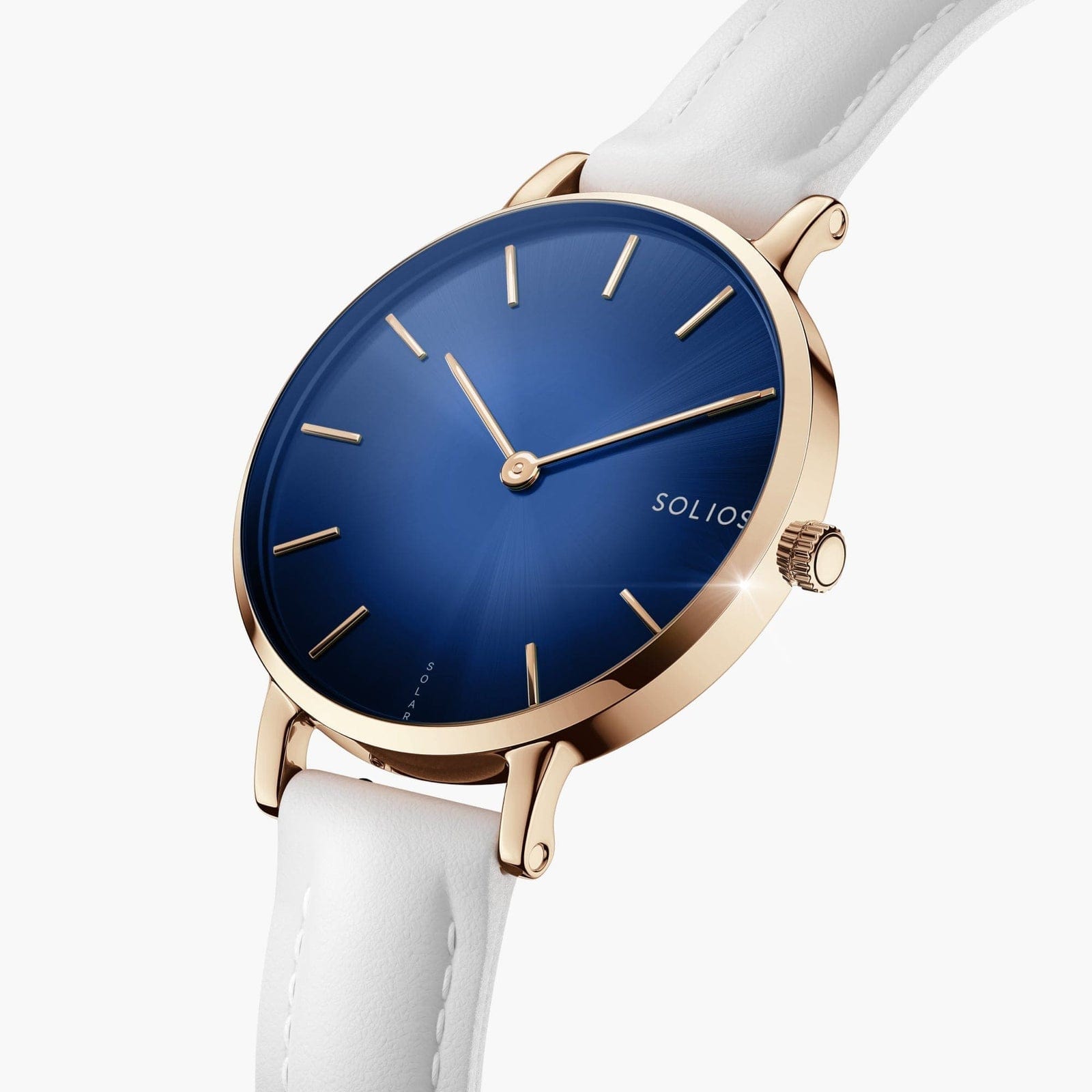 Blue + Rose Gold Solar Mini (White Eco Vegan Leather)