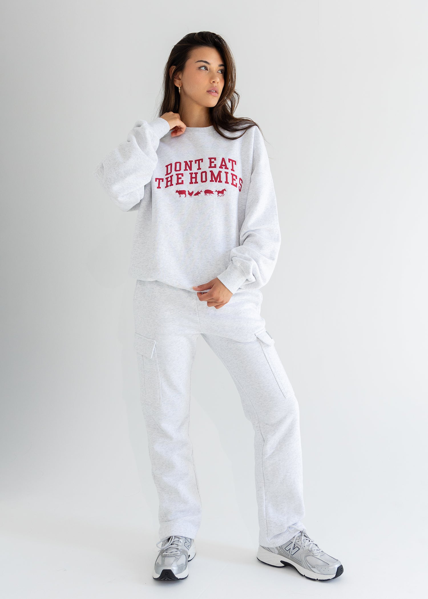 HEATHER VARSITY CREWNECK