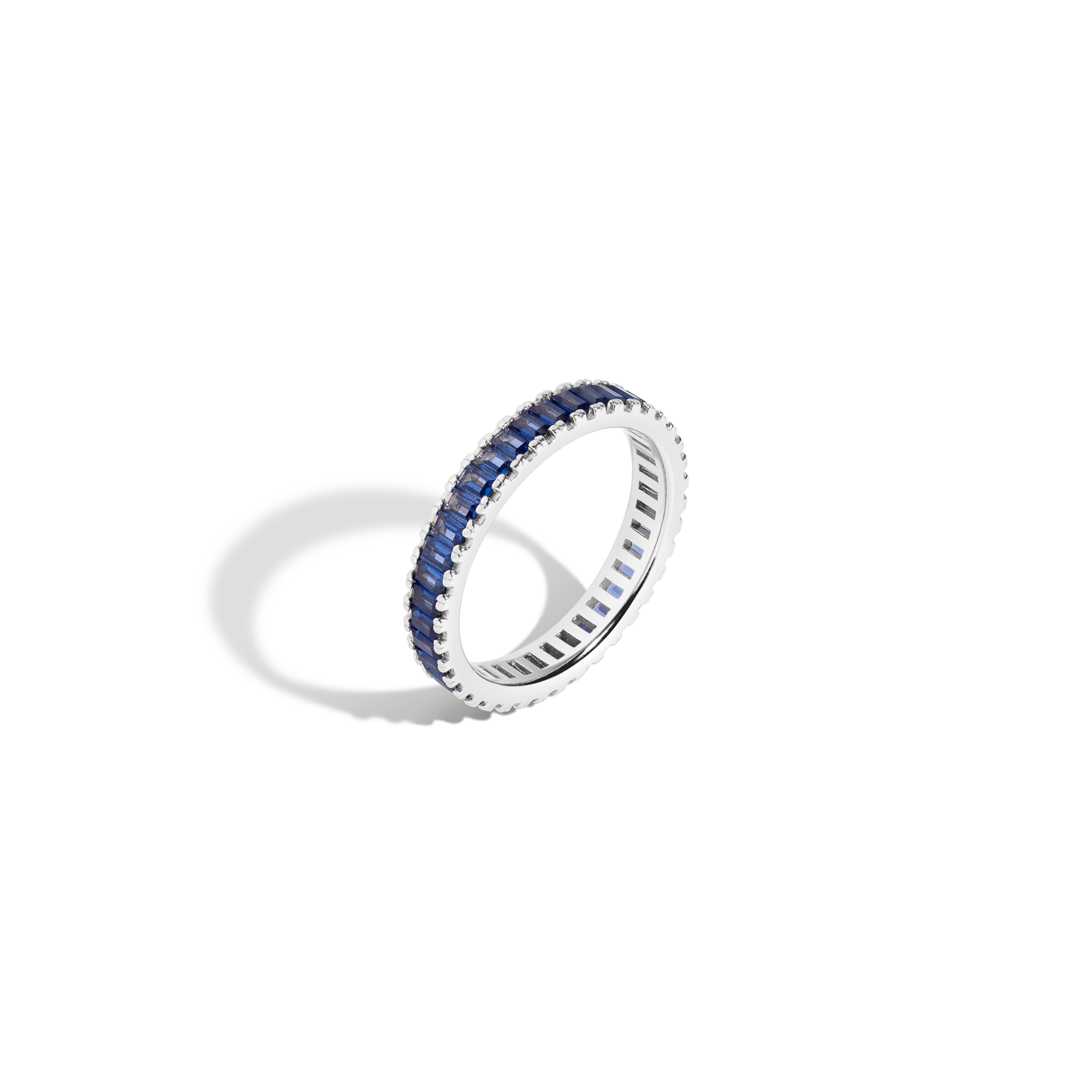 Lab Grown Blue Sapphire Baguette Eternity Ring