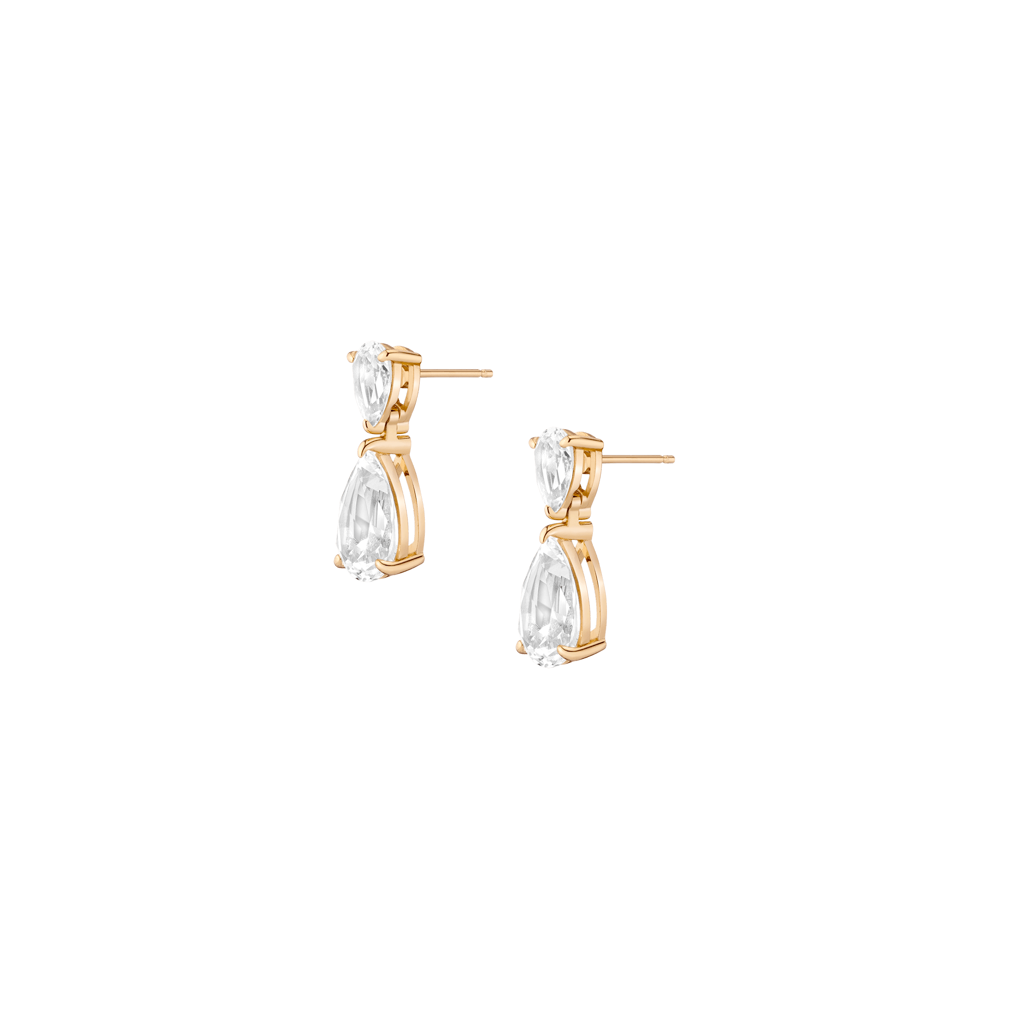 Lab Grown White Sapphire Pear Drop Earrings