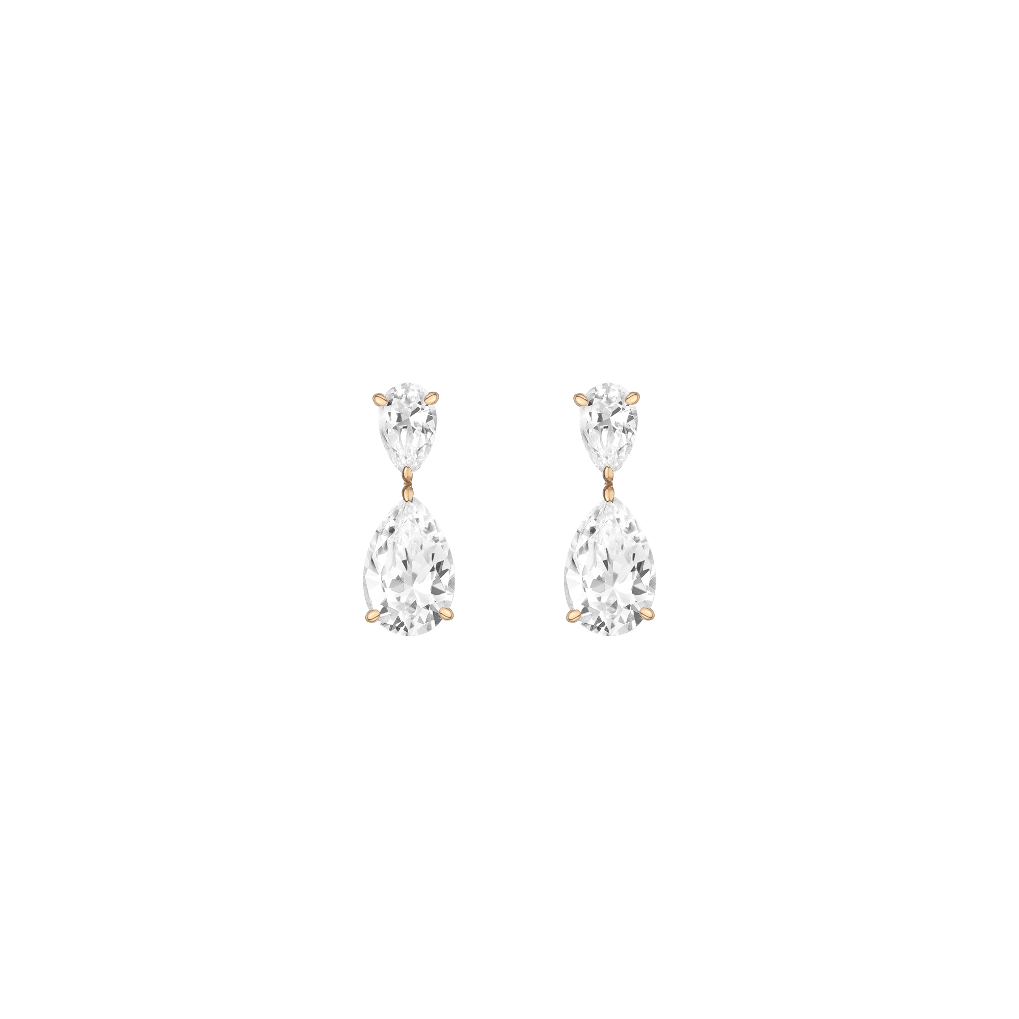 Lab Grown White Sapphire Pear Drop Earrings