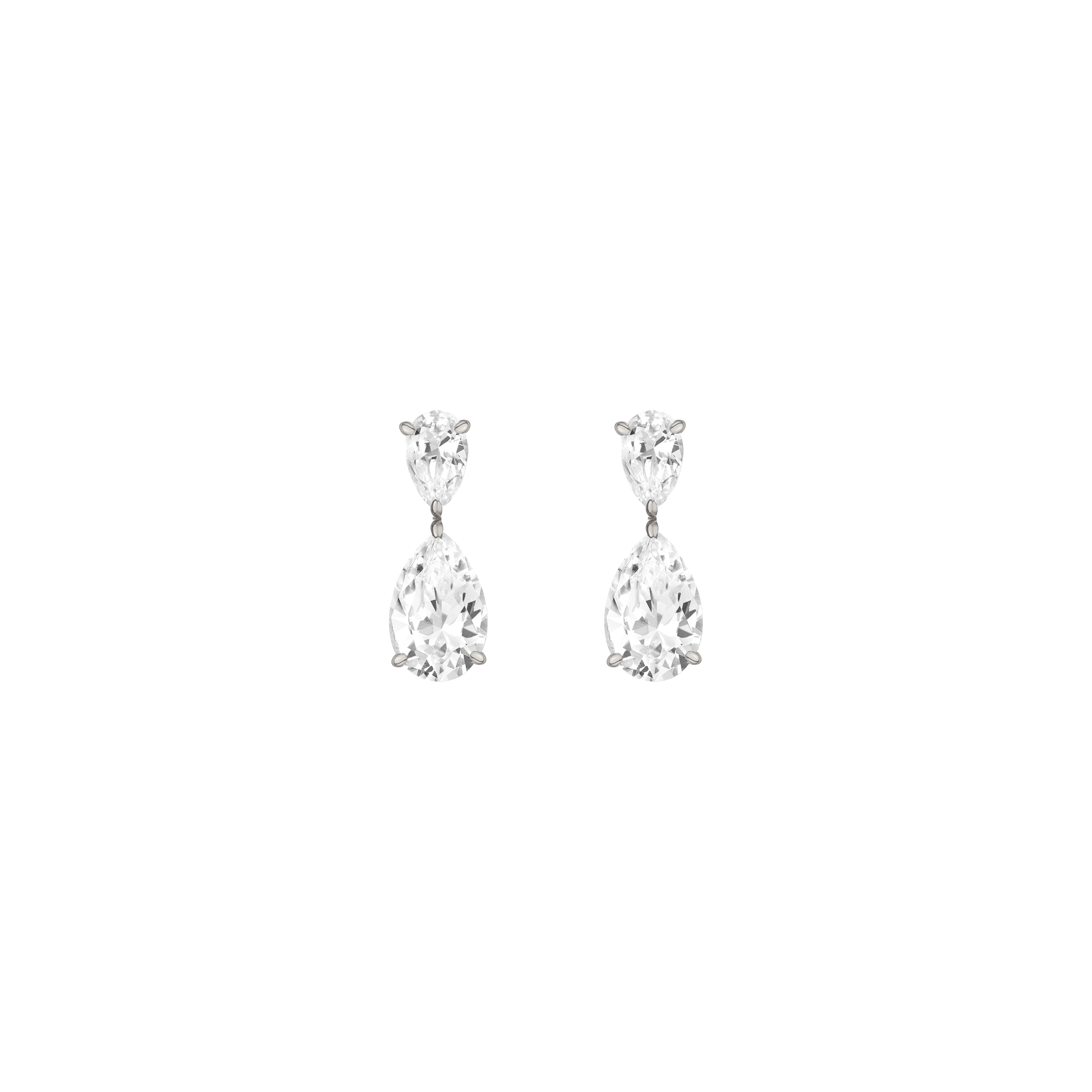 Lab Grown White Sapphire Pear Drop Earrings